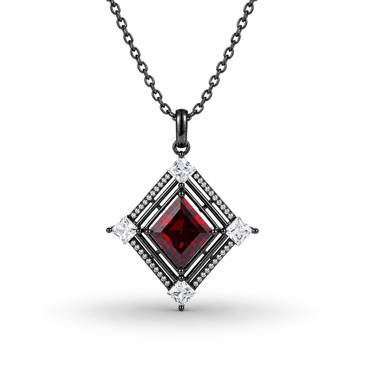 Fria Garnet and Black Gold Necklace