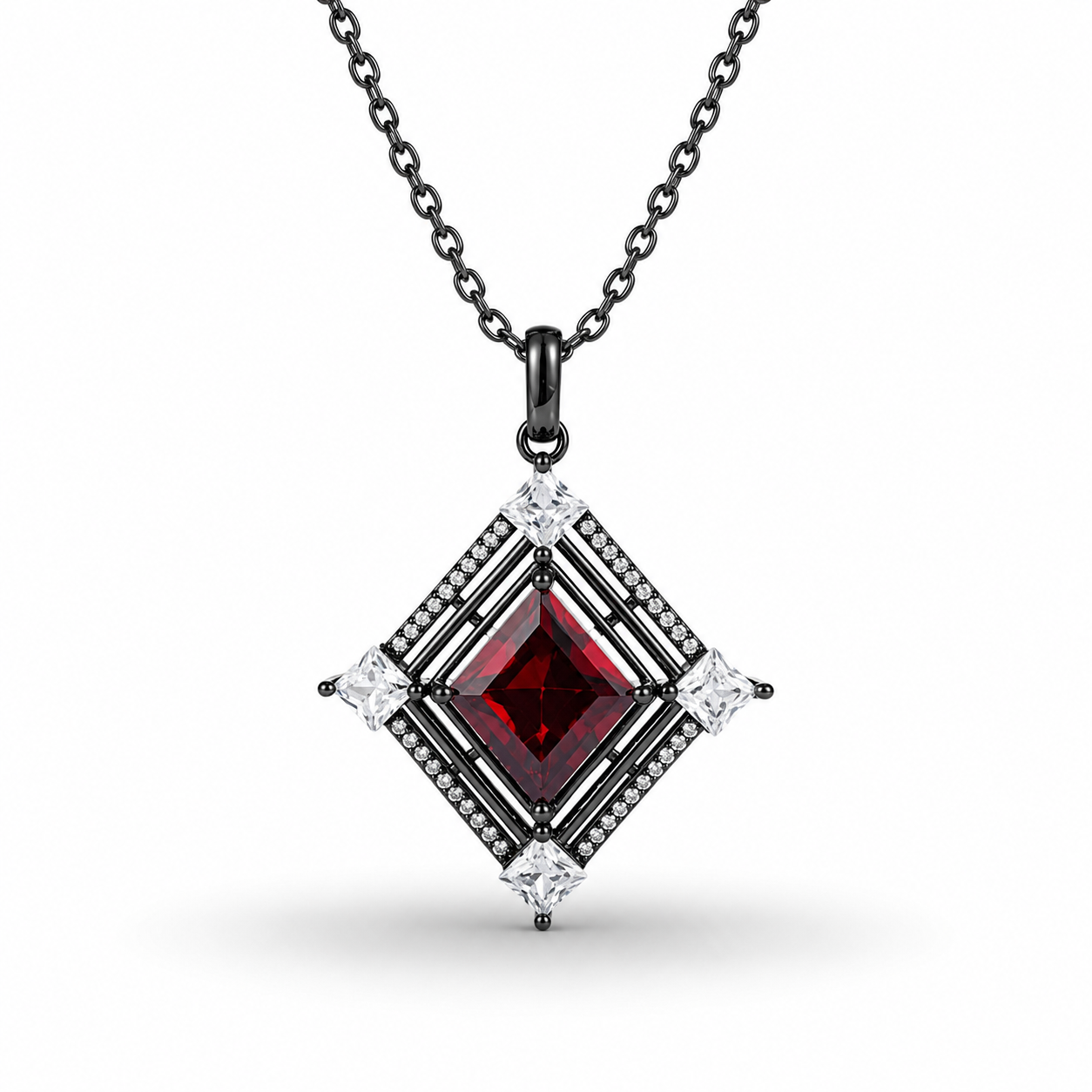 Fria Garnet and Black Gold Necklace