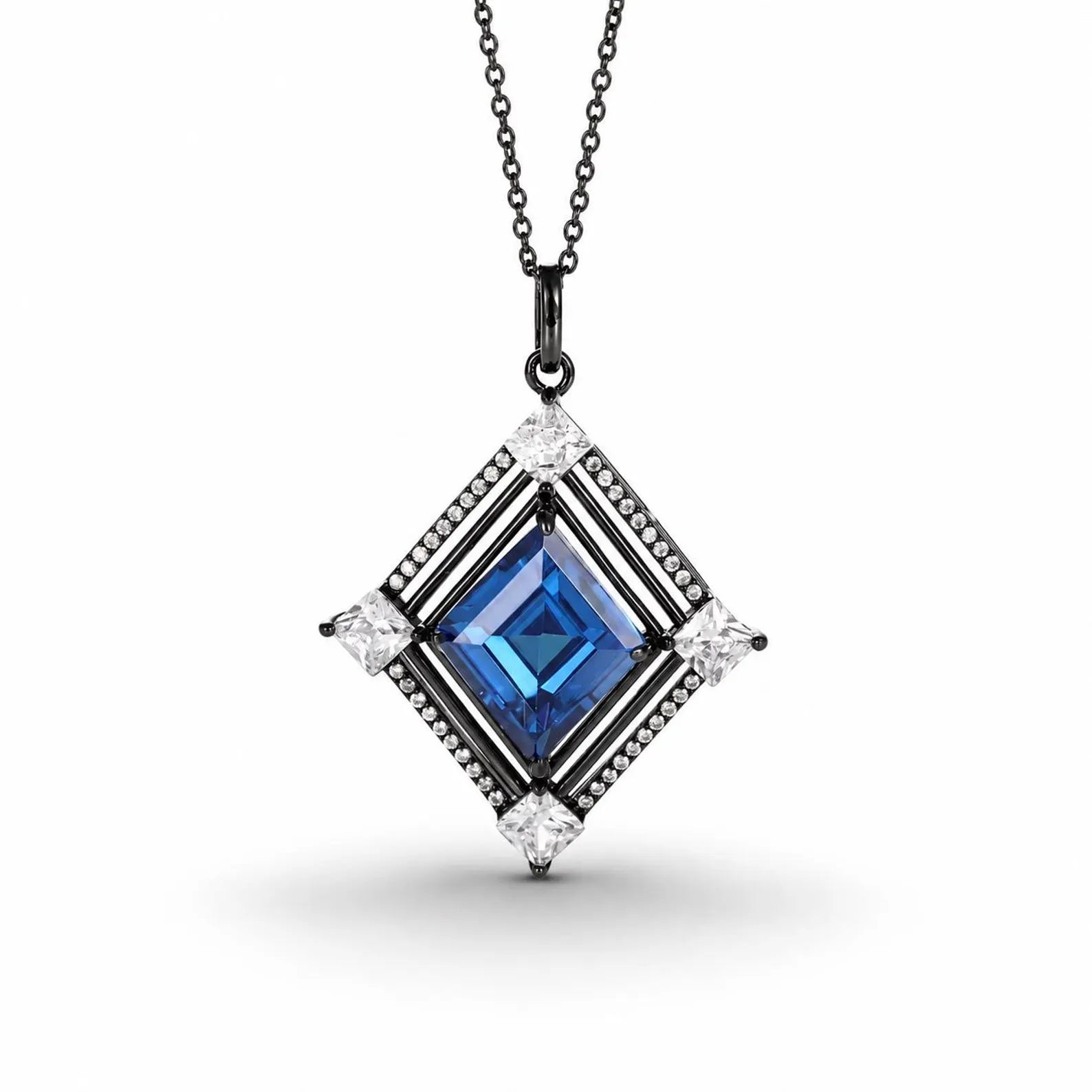 Fria Sapphire and Black Gold Necklace