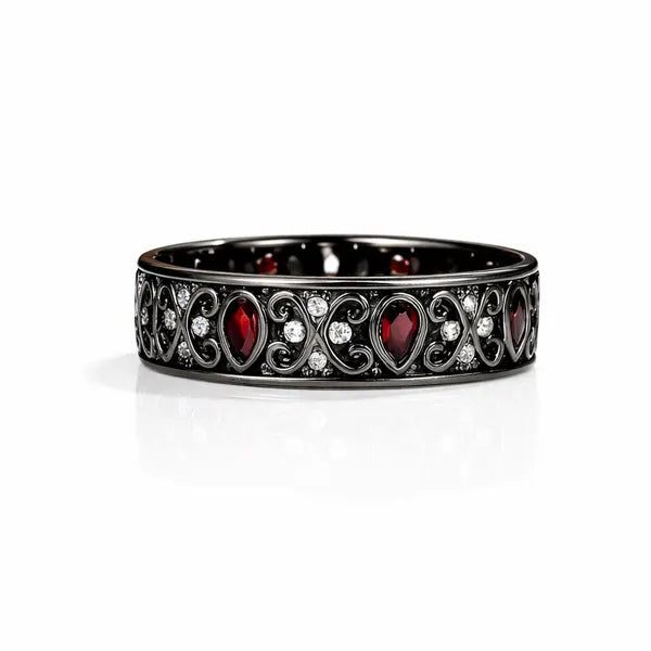 Corgi Garnet Black Gold Ring