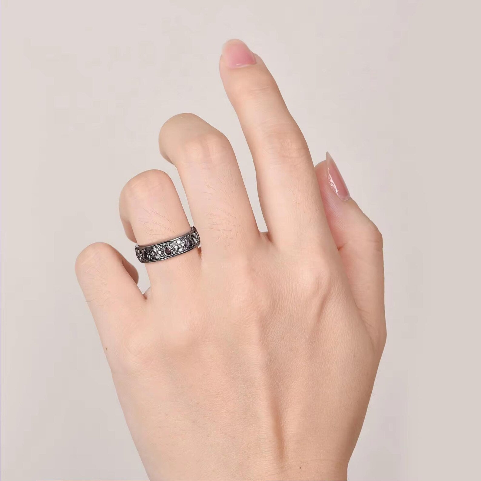 Corgi Garnet Black Gold Ring