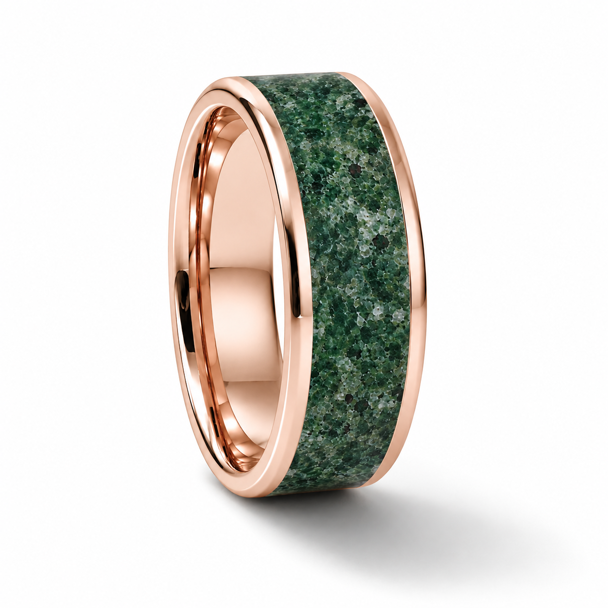 Paul Green Moss Agate Men's Band Rose Gold