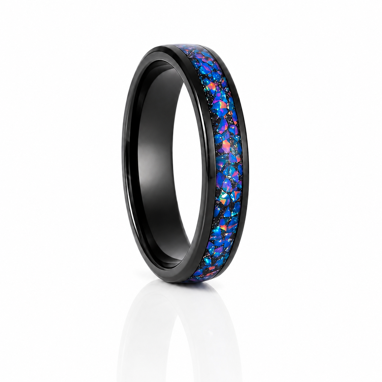 Oria Starry Night Opal Veil Nebula Couples Ring Set