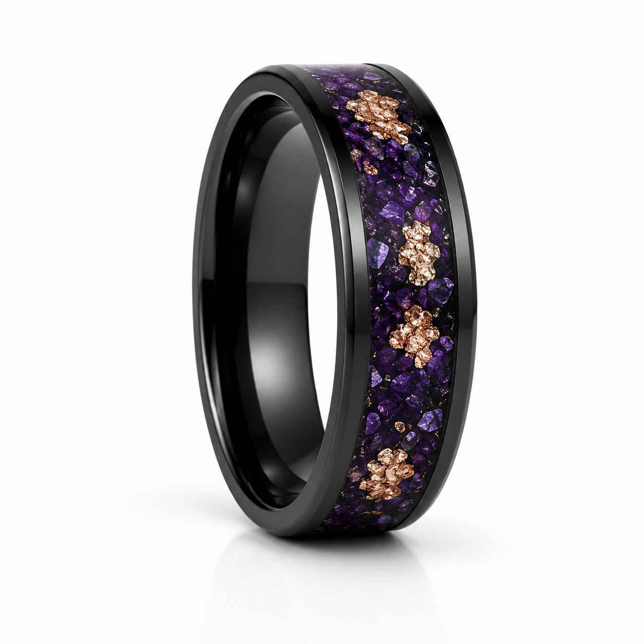 Mensi Alexandrite and 14K Gold Leaf Wedding Band