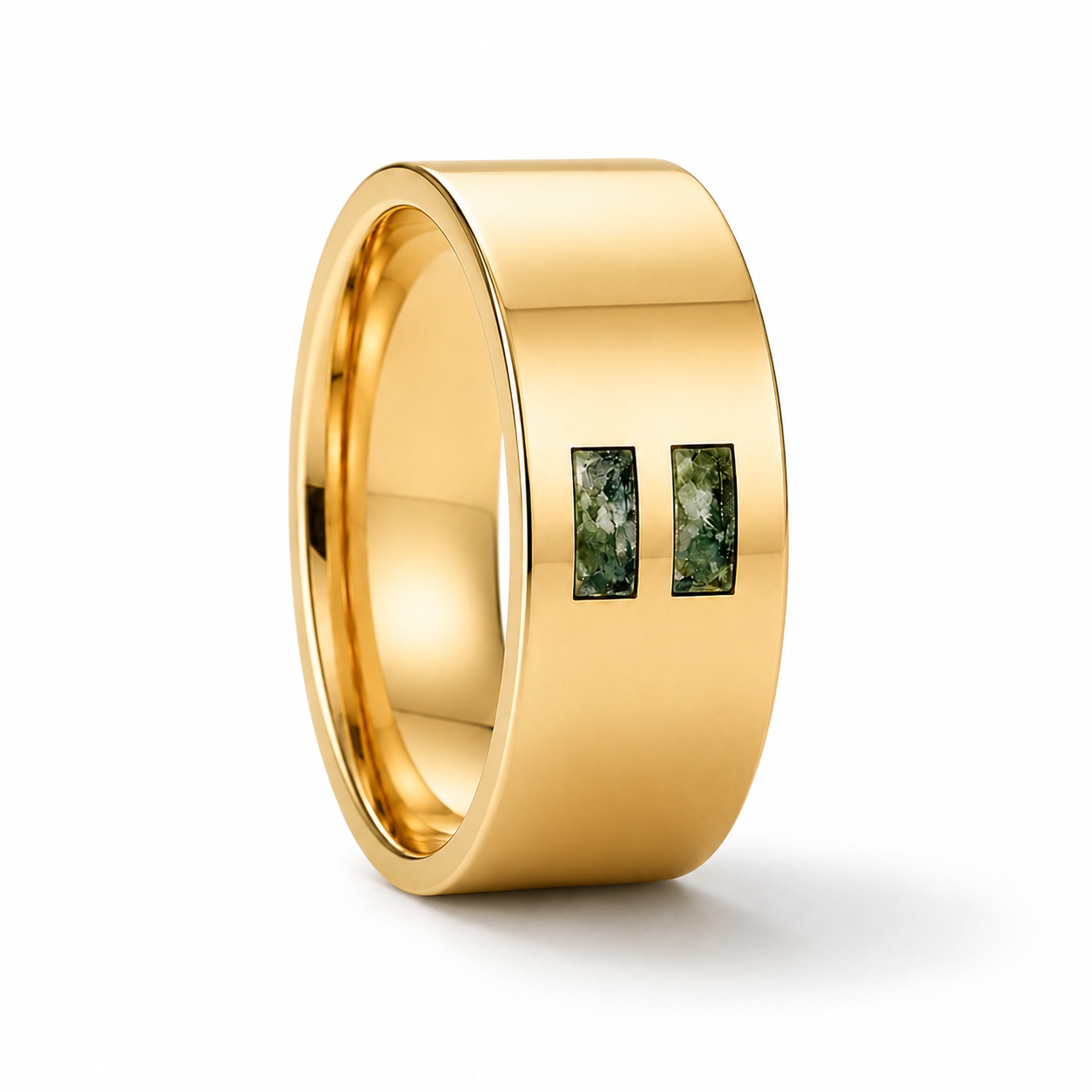 David Green Moss Agate Men's Band Gold