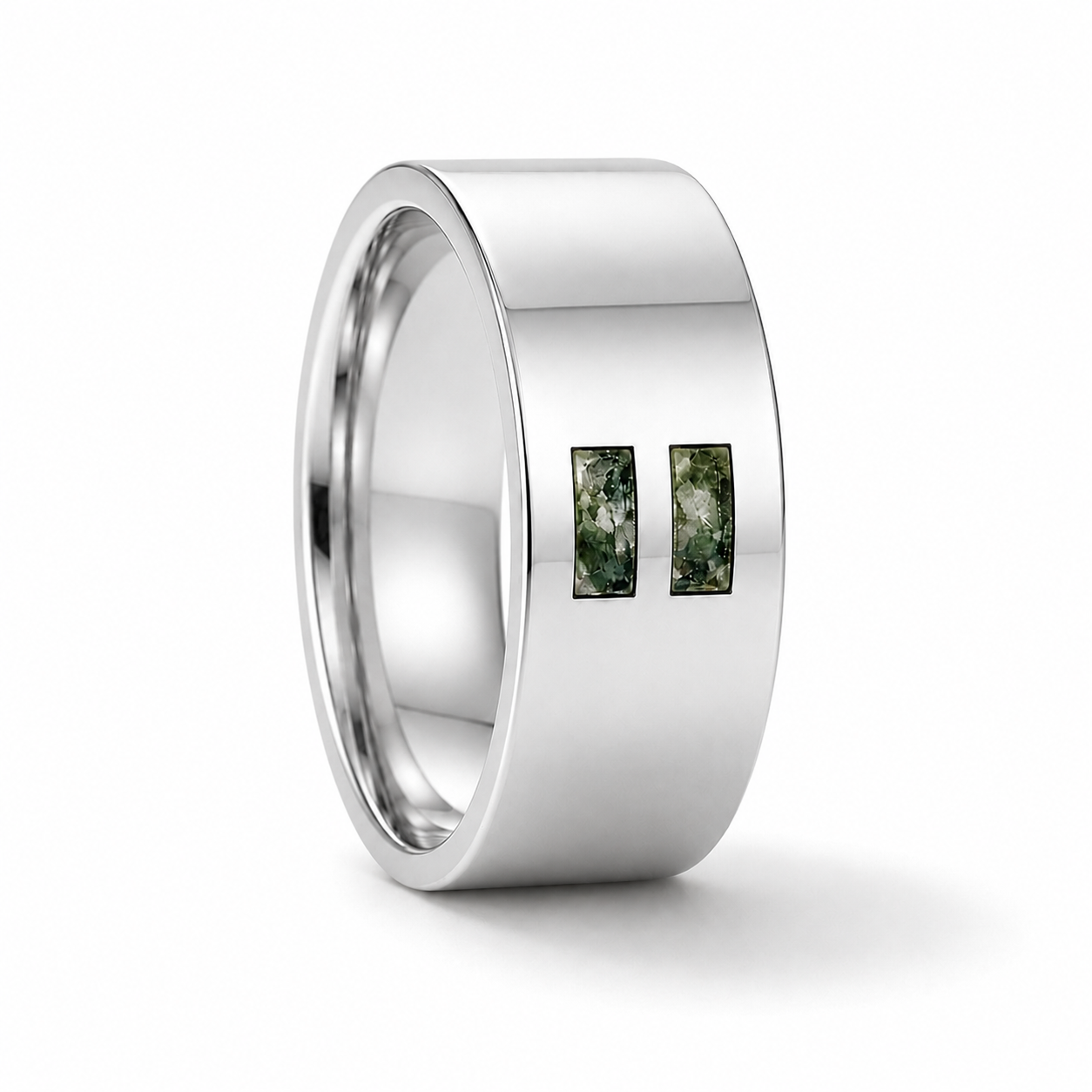 David Green Moss Agate Men's Band Sterling Silver