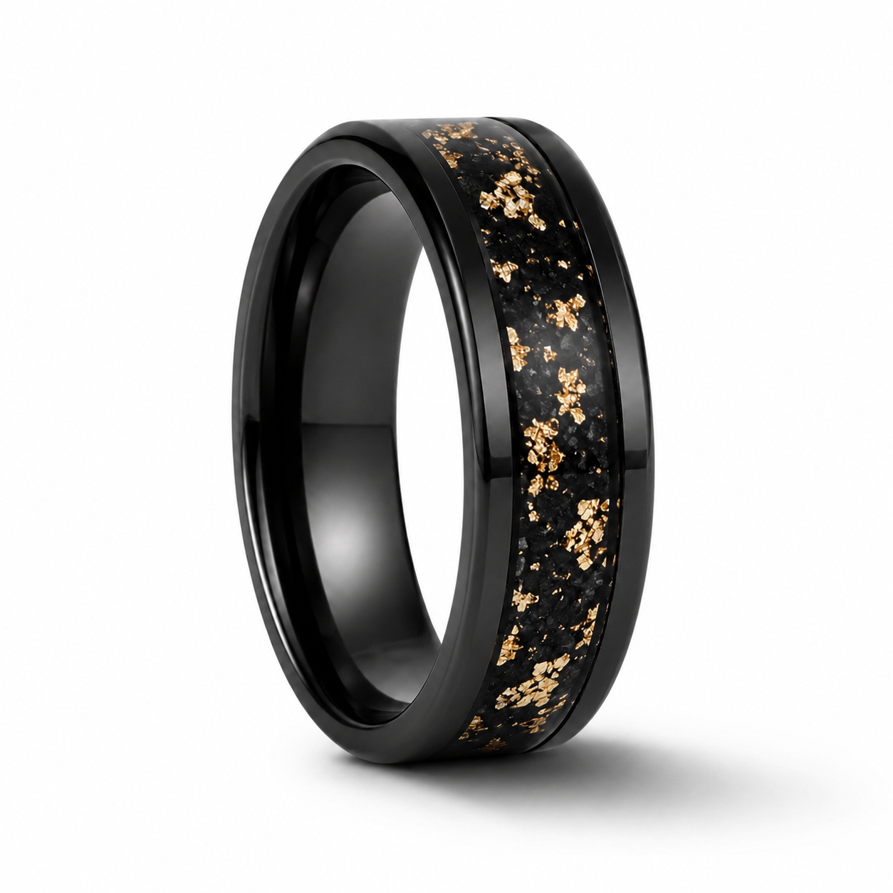 Issac Nebula Men's Gold Leaf Wedding Band