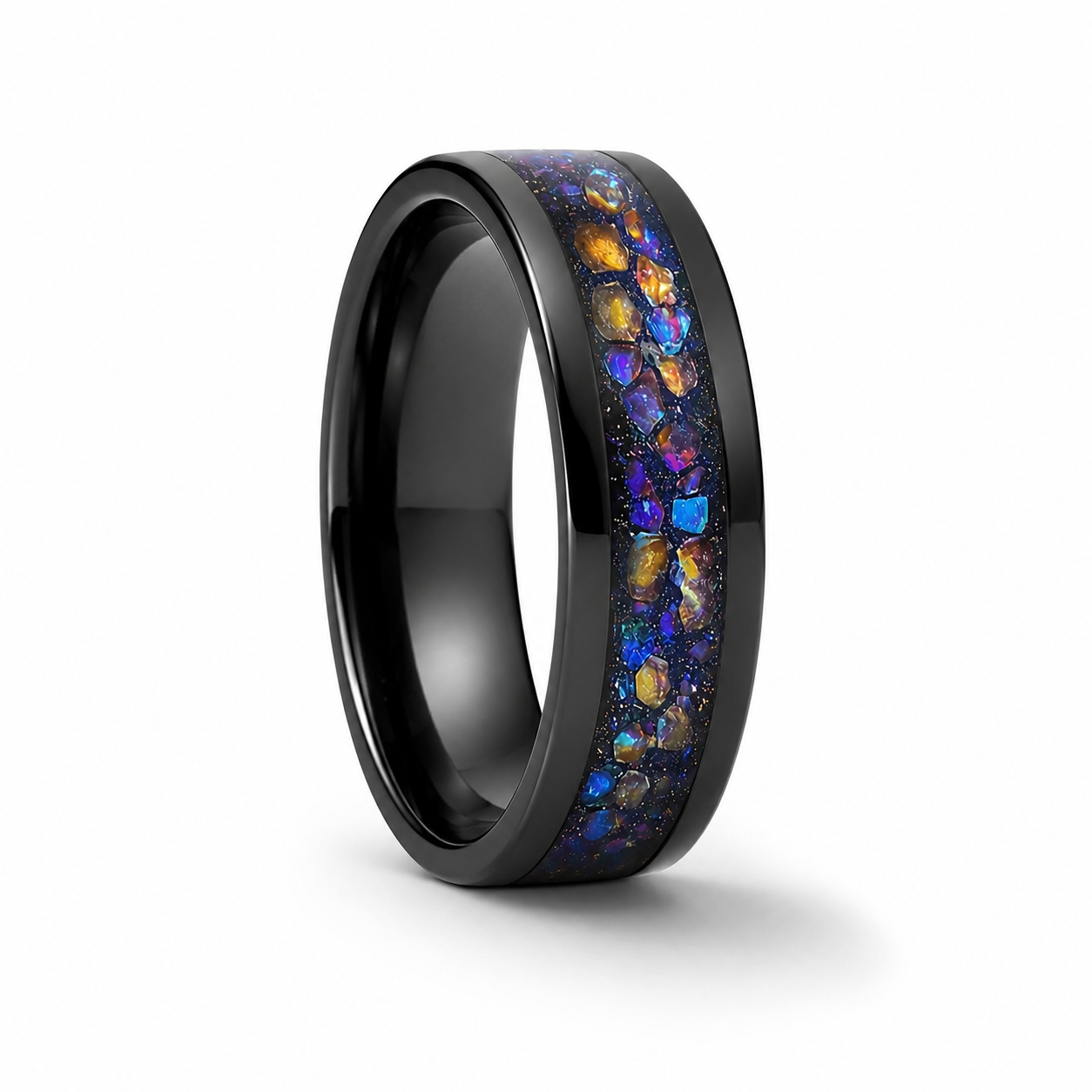 Freya Galaxy Opal Nebula Tungsten Ring