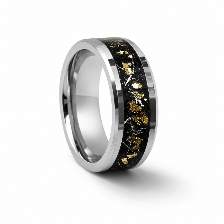 Joseph black and silver men's promise ring