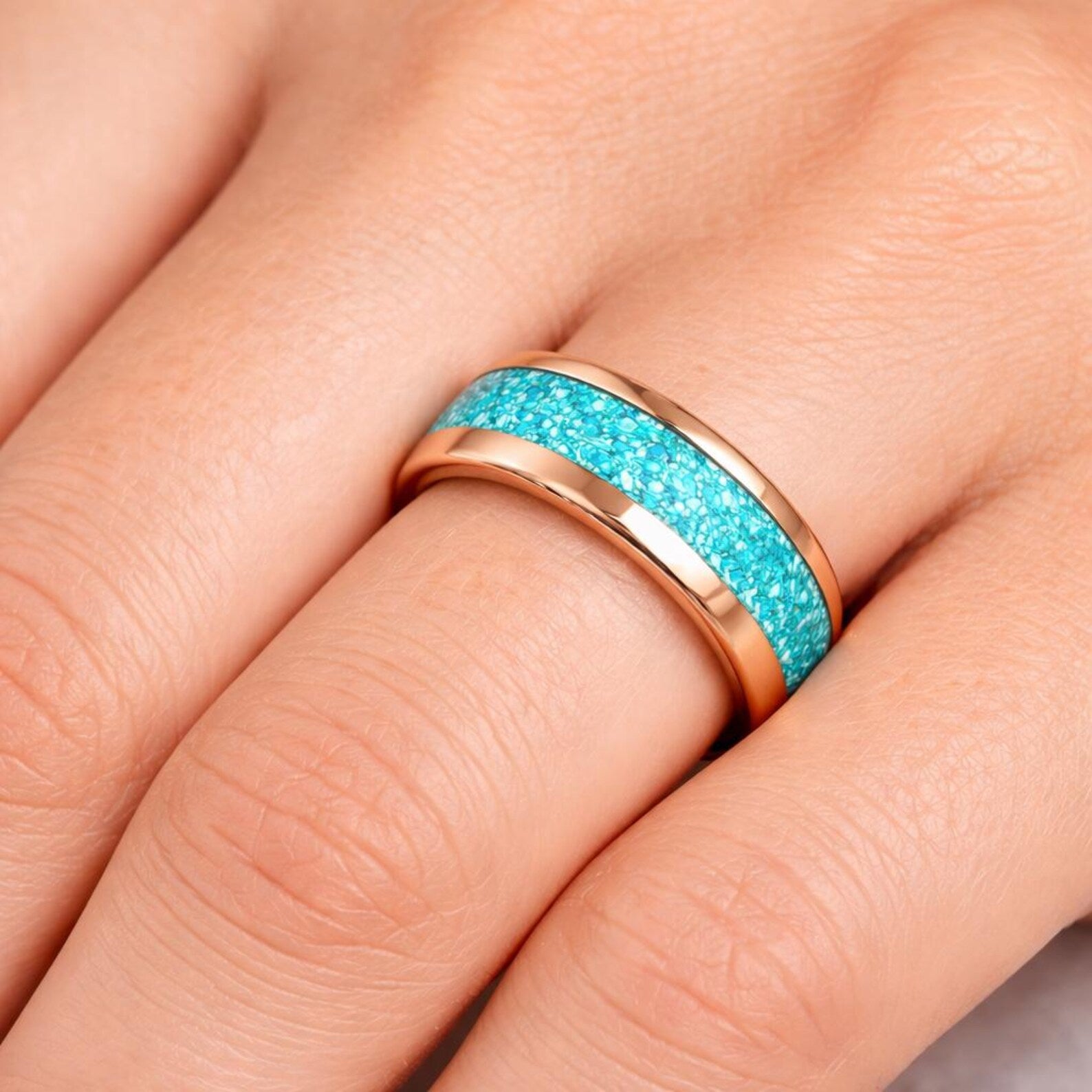 Sam Turquoise Mens Wedding Band
