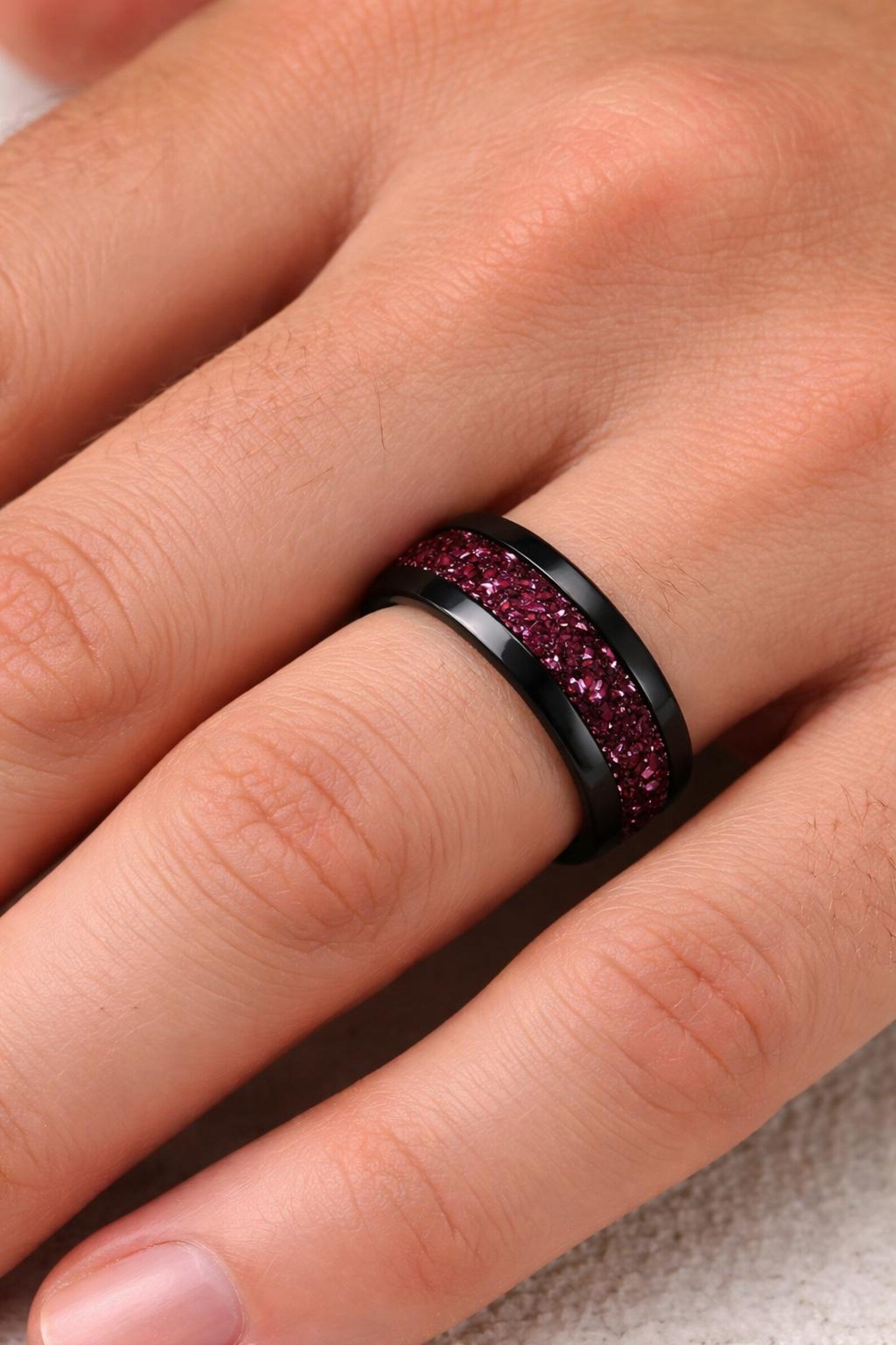 Sam Alexandrite and Ruby Wedding Band
