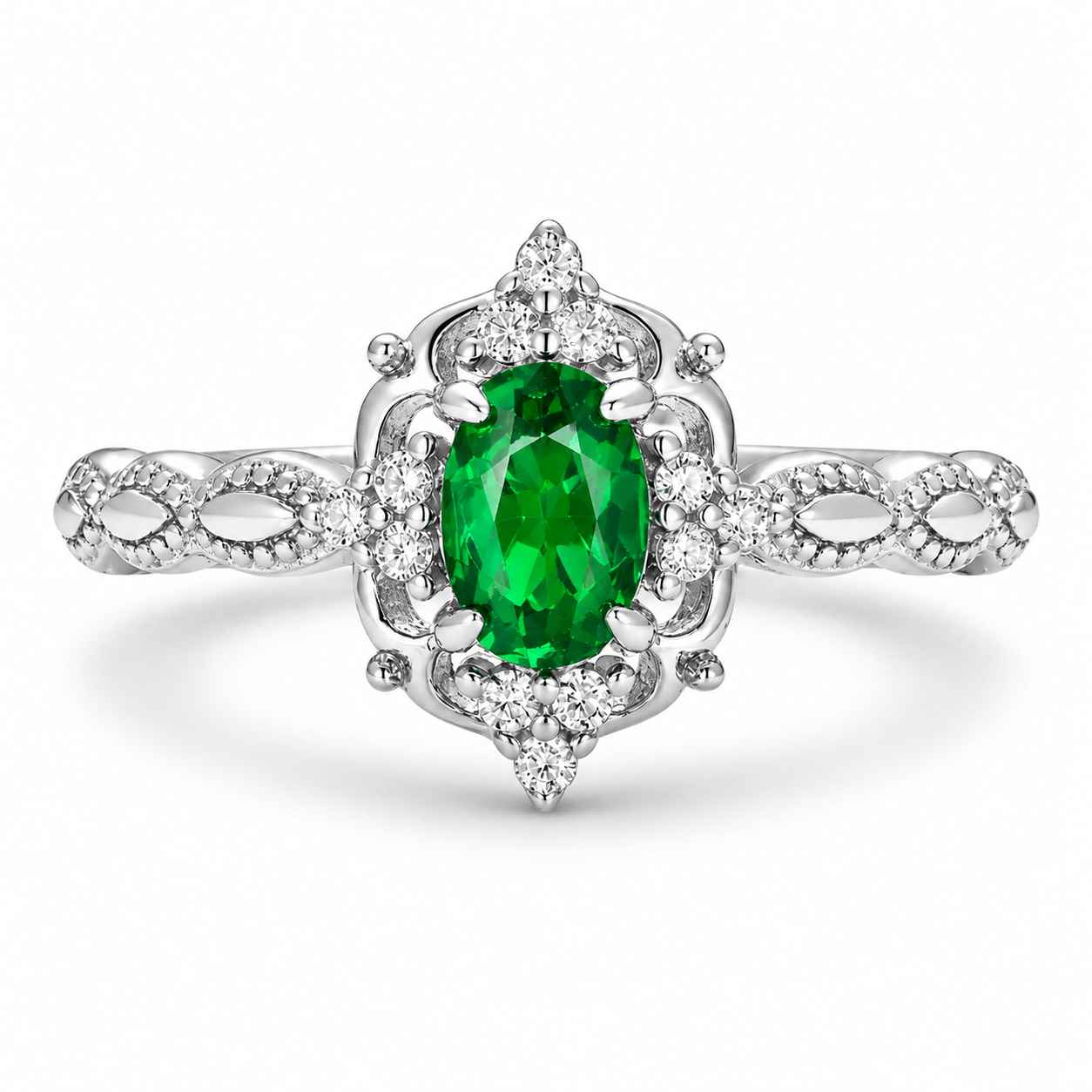 Fia Emerald Ring Sterling Silver