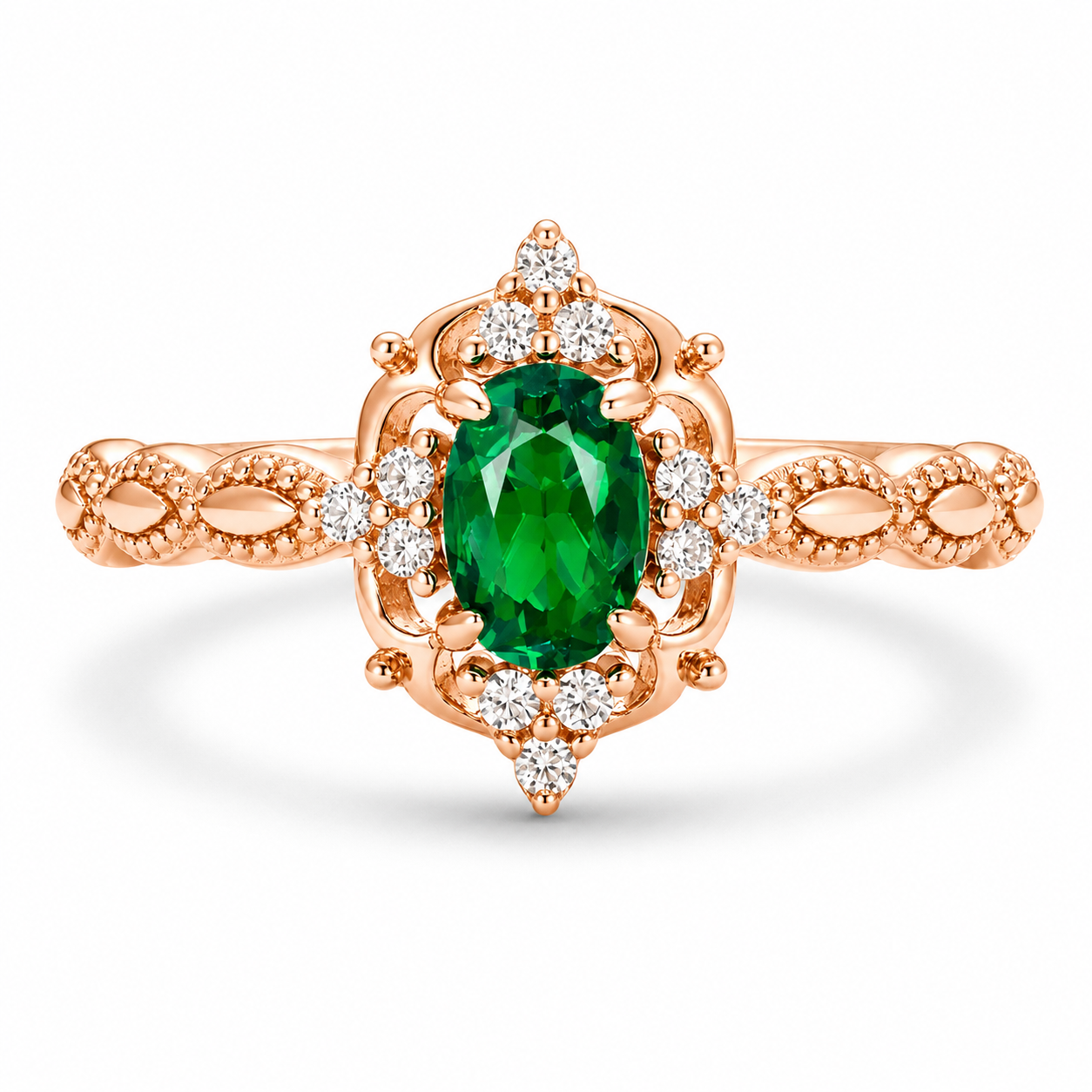 Fia Emerald Ring Rose Gold