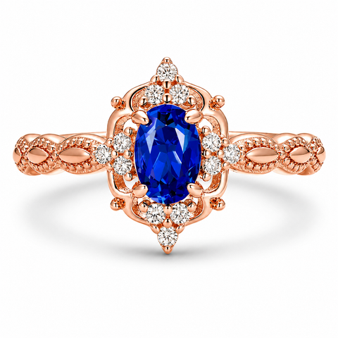 Fia Sapphire Ring Rose Gold with oval gemstone