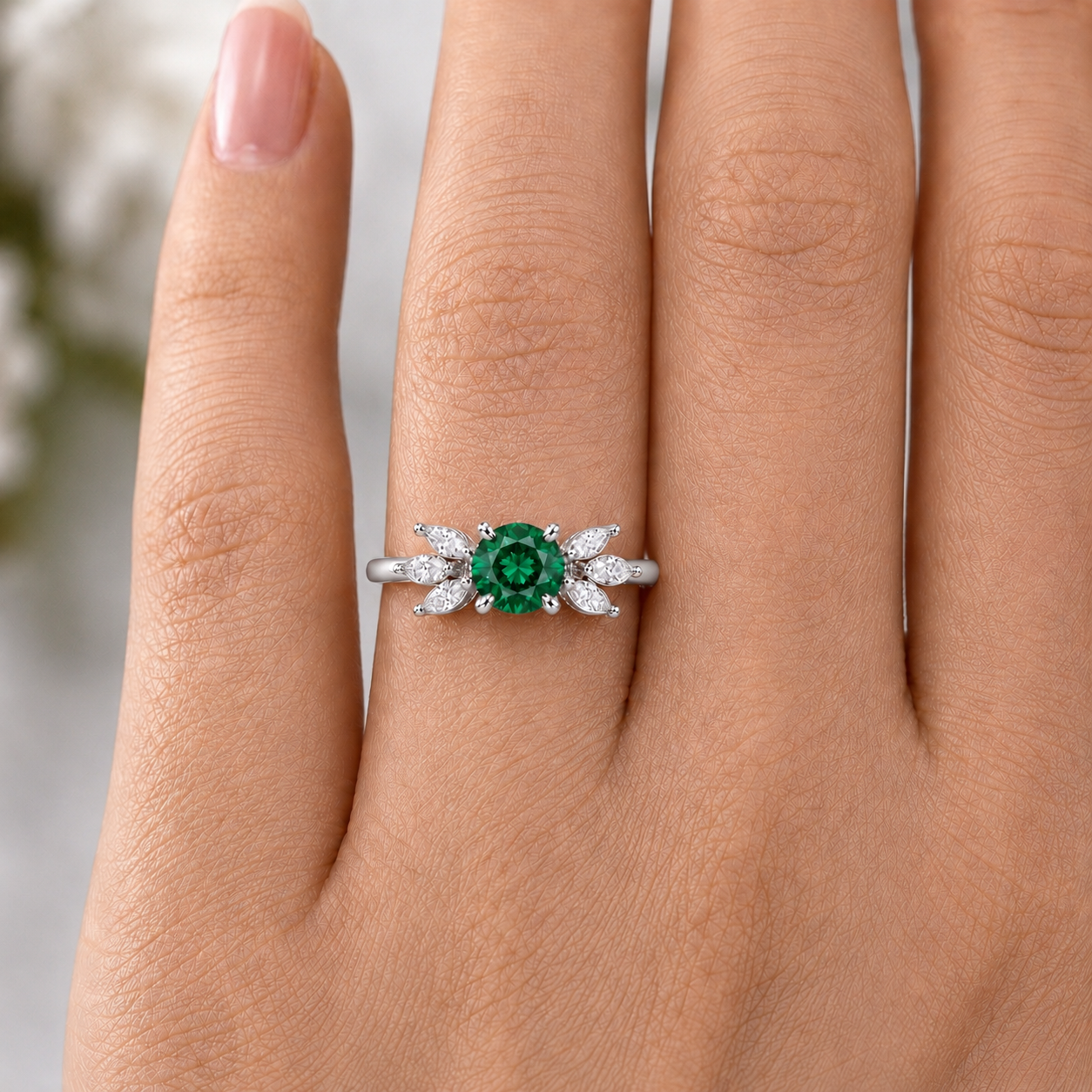Ada Emerald Ring Sterling Silver