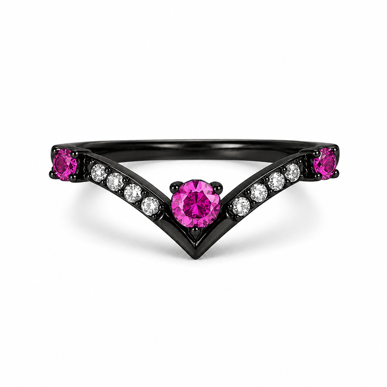 Nesa Pink Sapphire and Black Gold Band