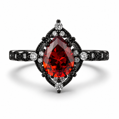 Gloria Garnet and Black Gold Ring by Kherish