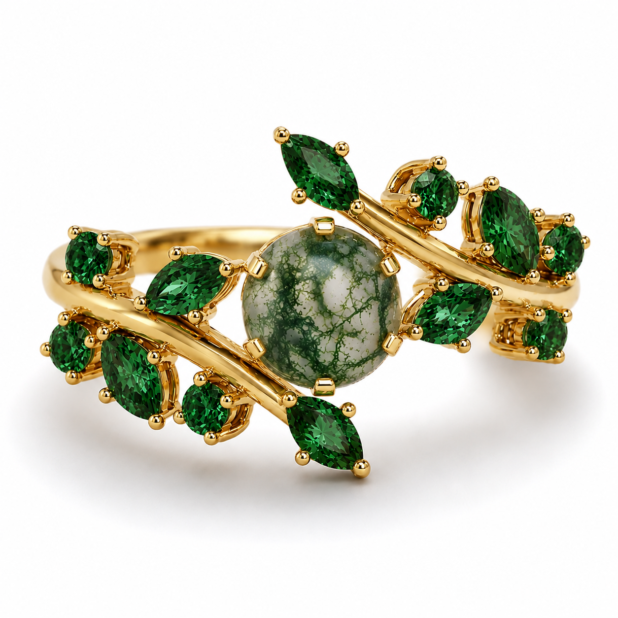 Via Moss Agate Quartz Ring