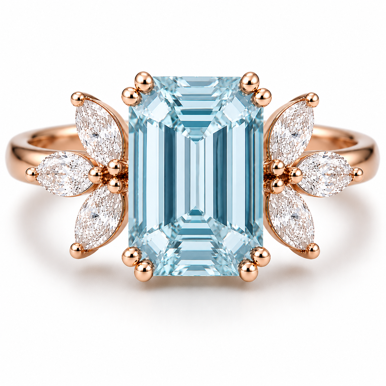 Ivy Aquamarine Ring Rose Gold
