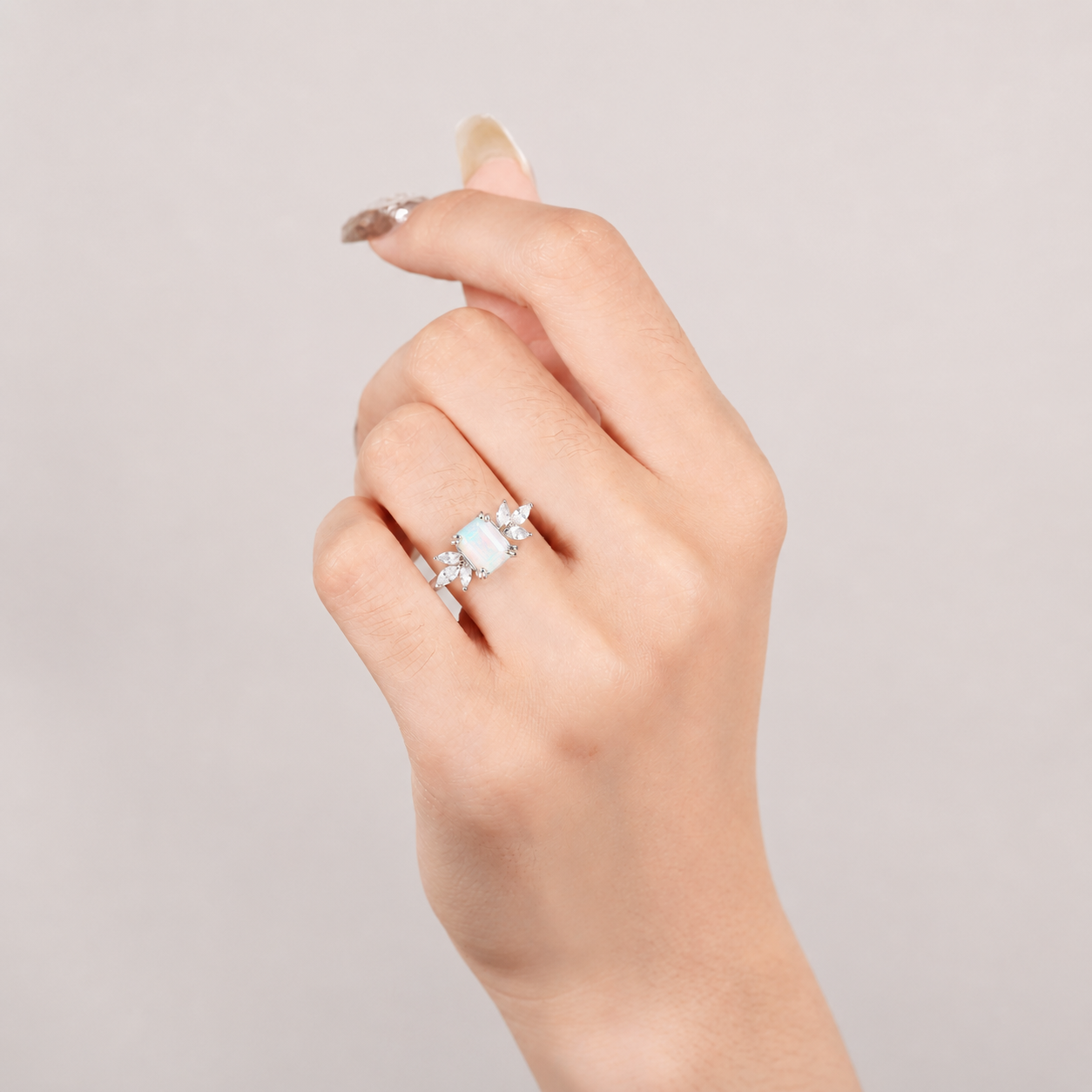 Ivy Opal Ring Sterling Silver