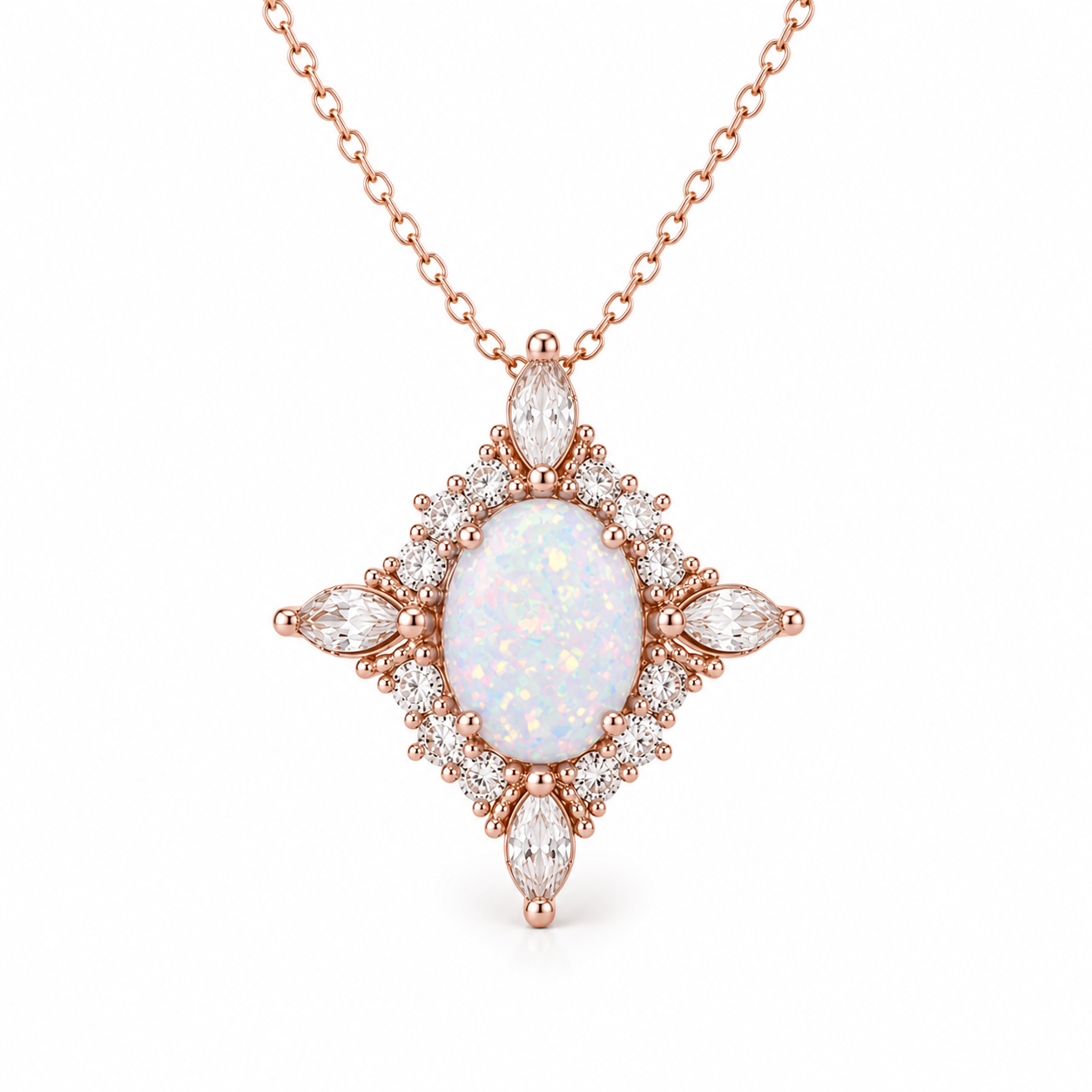 Mia Opal Necklace Rose Gold