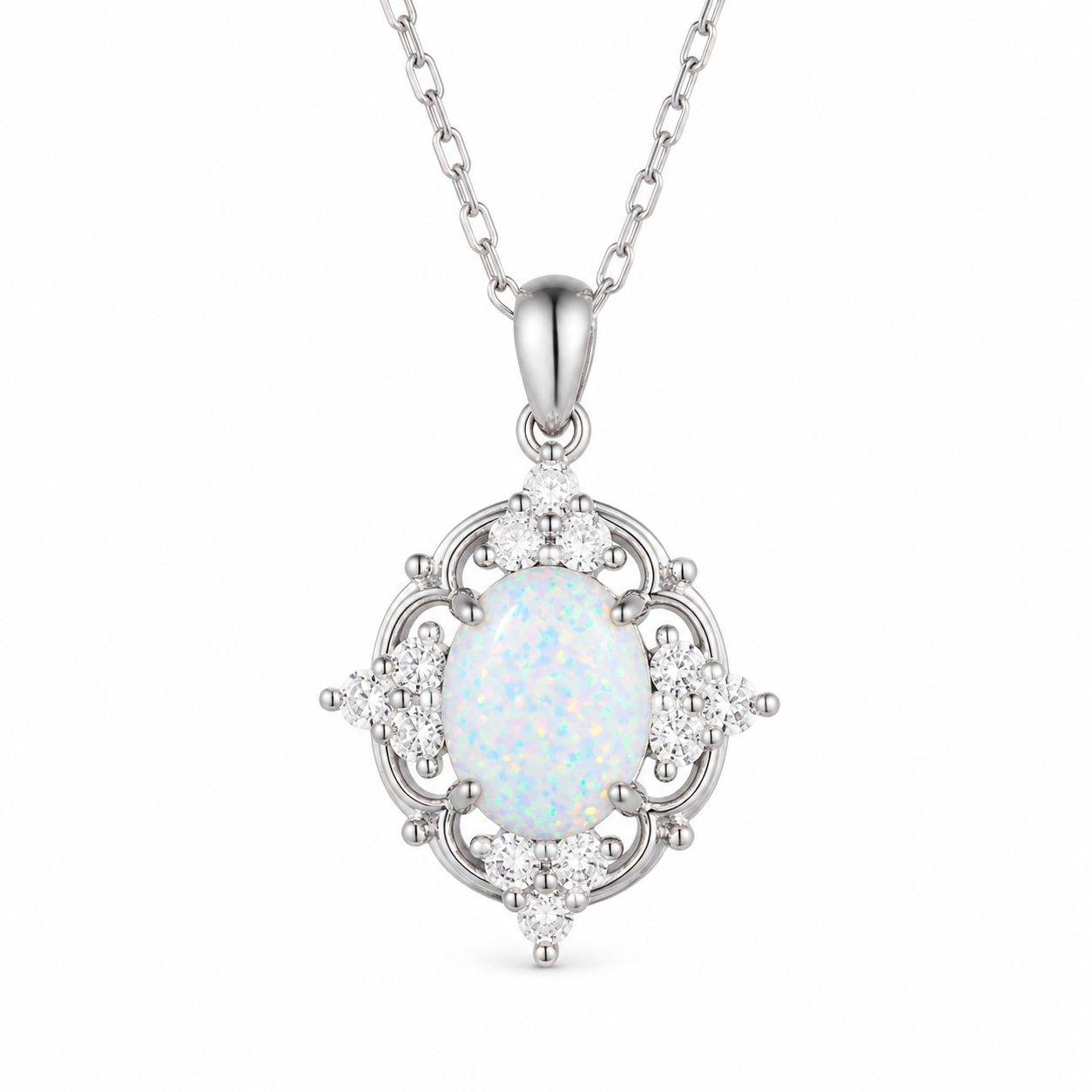 Fia Opal Necklace Sterling Silver