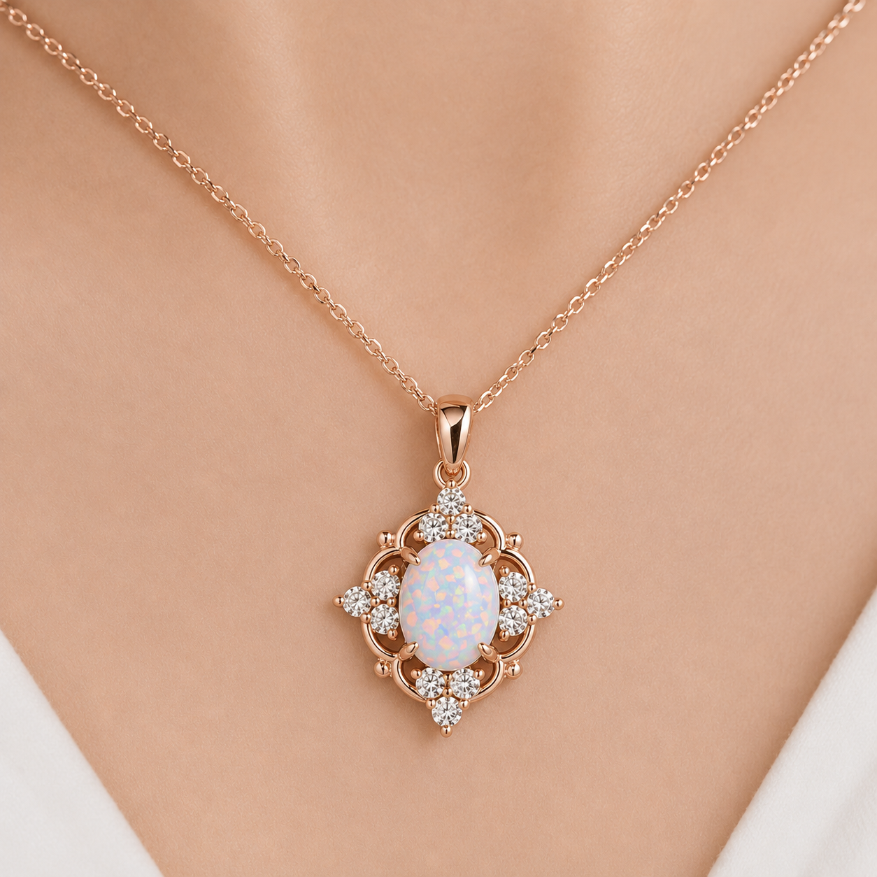 Fia Opal Necklace Sterling Silver