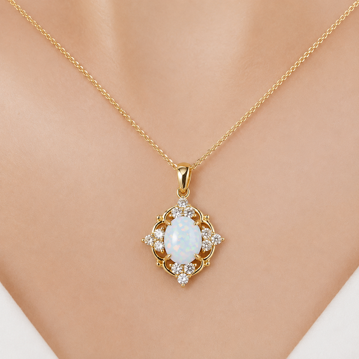Fia Opal Necklace Sterling Silver