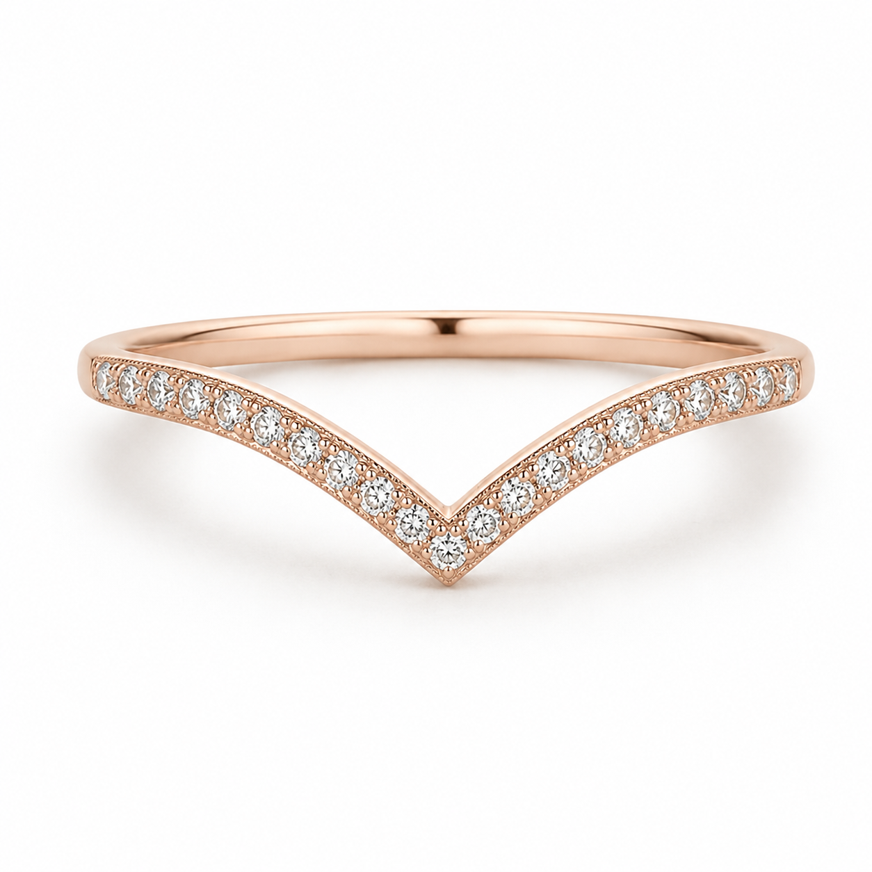 Alicia Curved Gemstone Stacking Band Rose Gold
