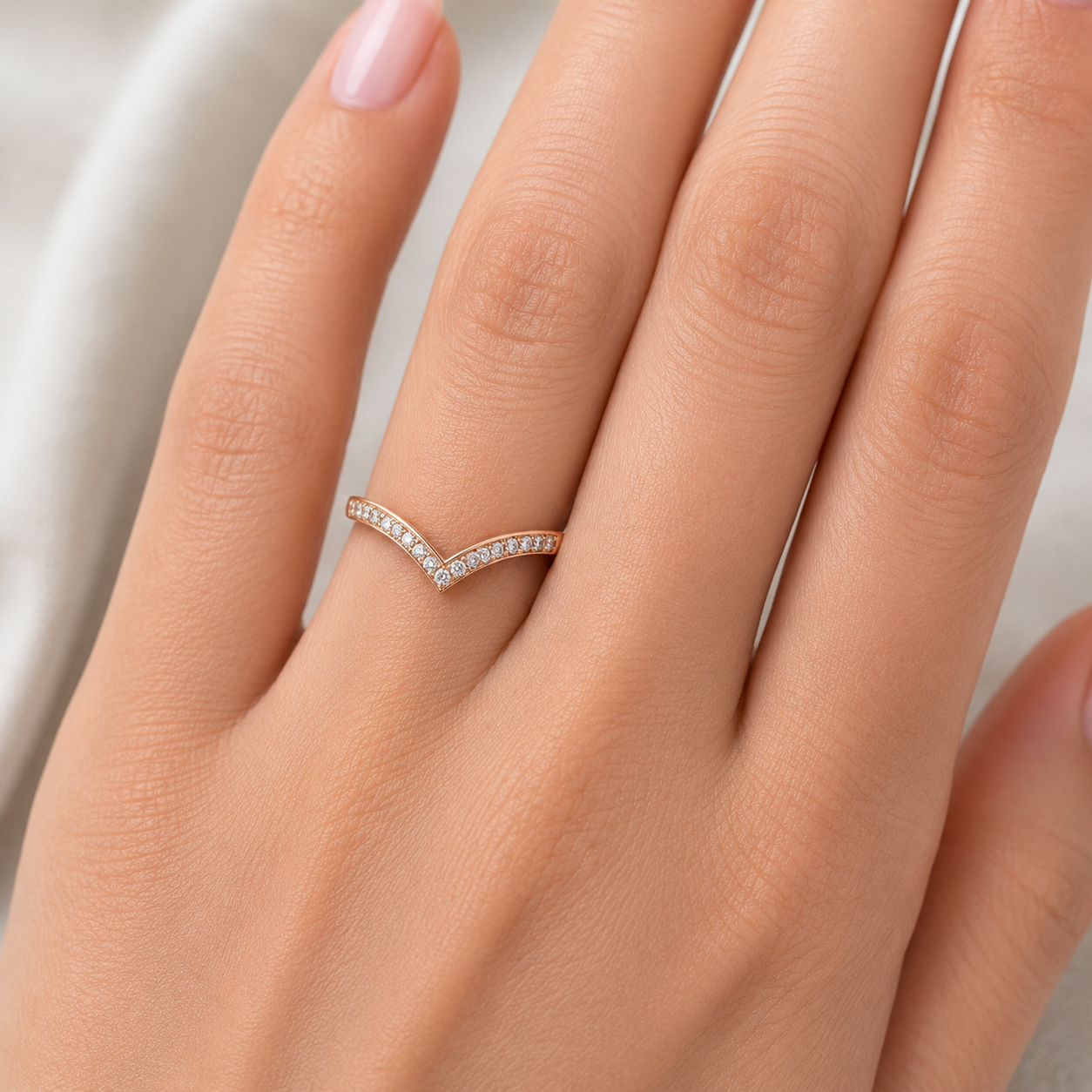 Alicia Curved Gemstone Stacking Band Rose Gold