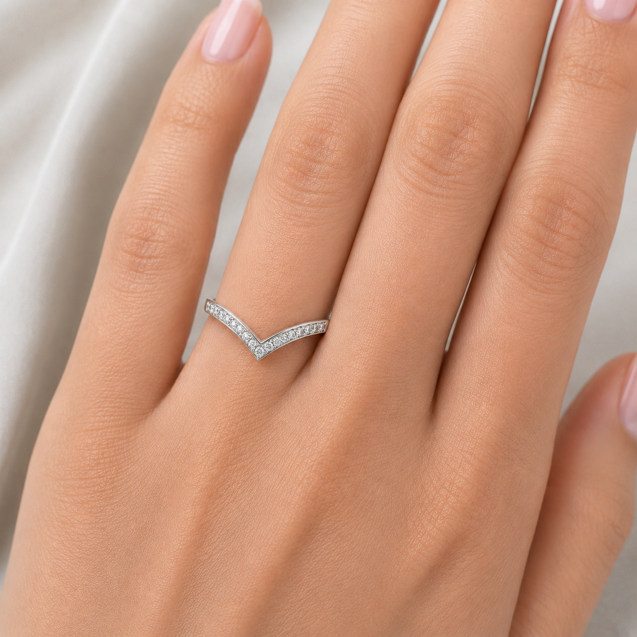 Alicia Curved Gemstone Stacking Band Rose Gold