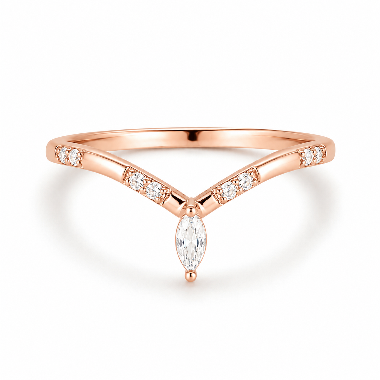 Kayi Curved Gemstone Stacking Band Rose Gold