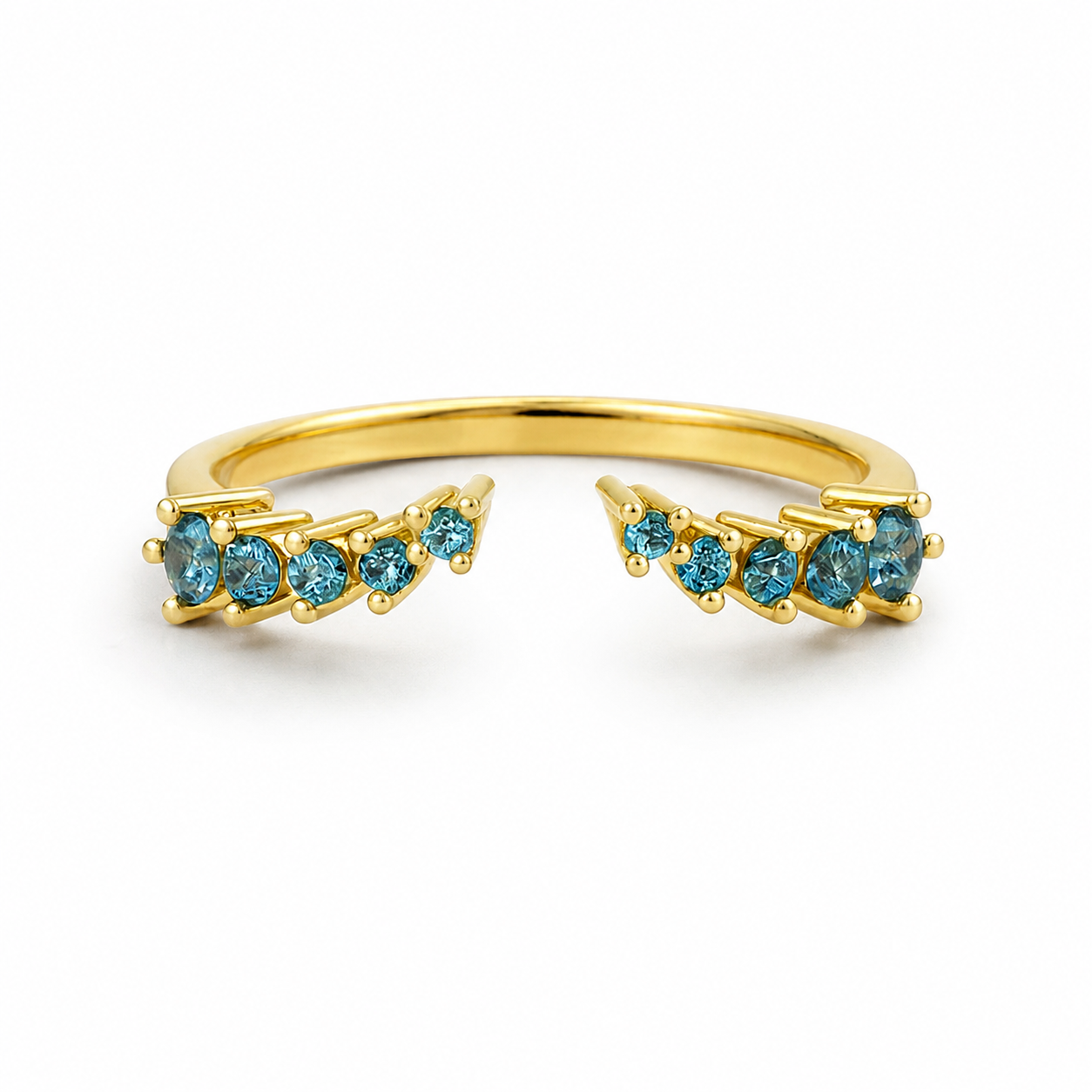 Fie Open London Blue Topaz Stacking Band Gold