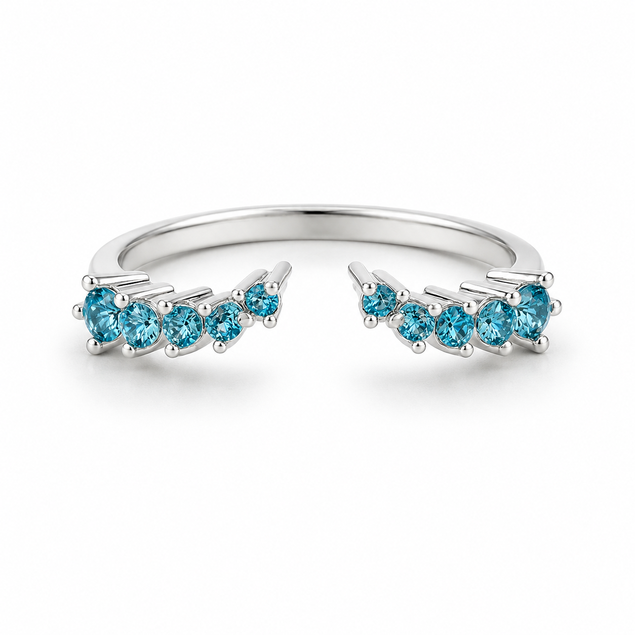 Fie Open London Blue Topaz Stacking Band Sterling Silver
