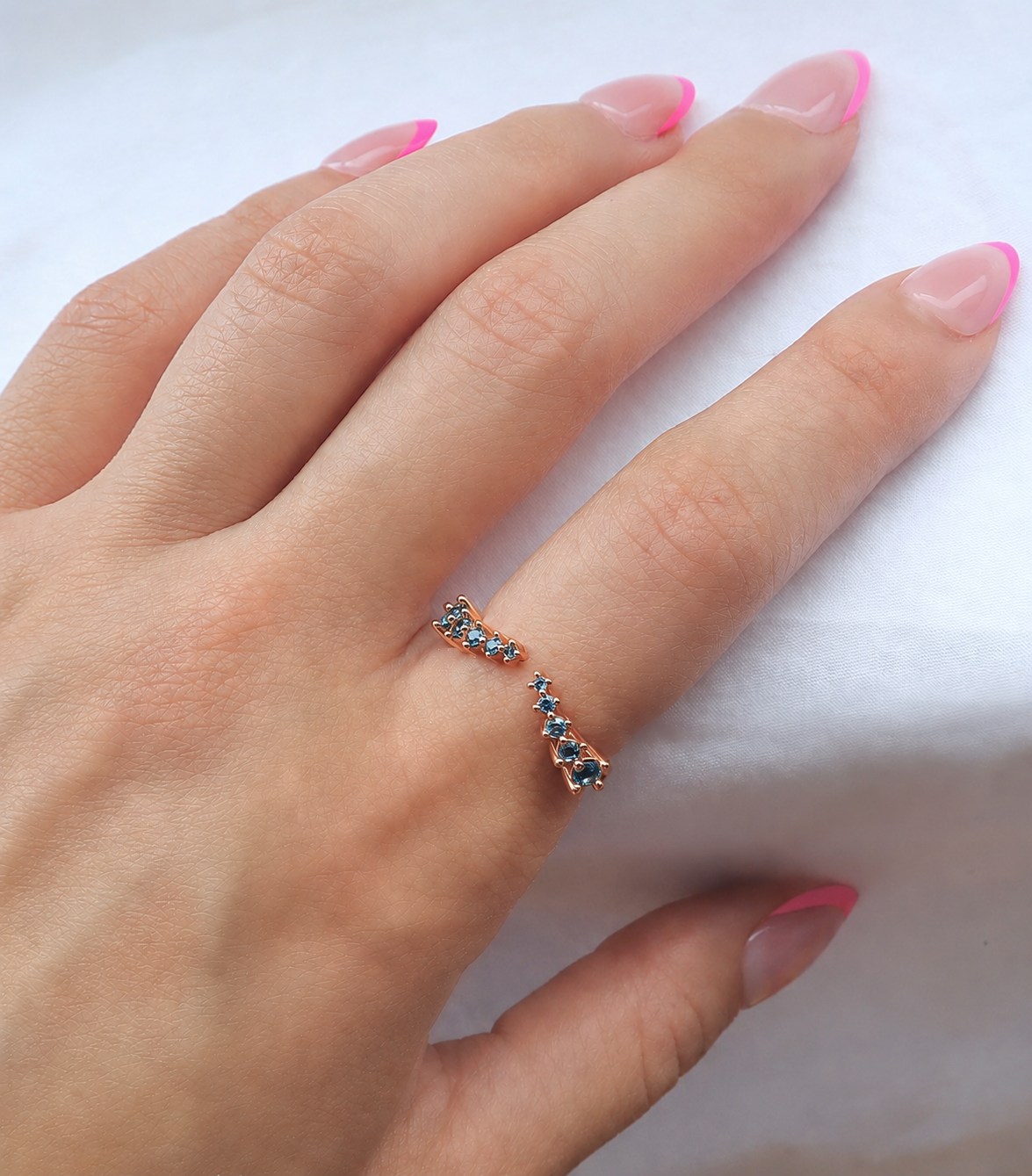 Fie Open London Blue Topaz Stacking Band Rose Gold