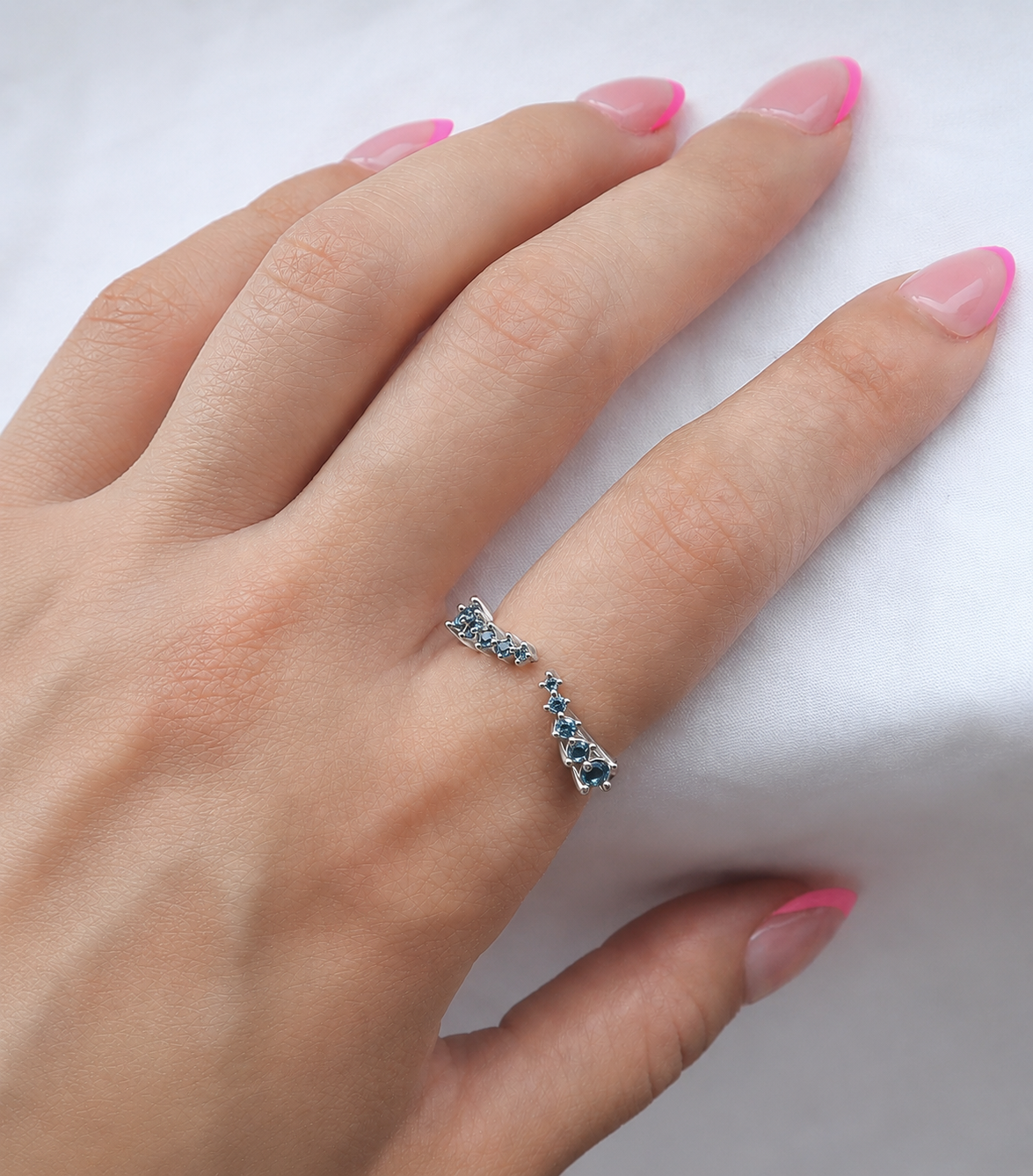 Fie Open London Blue Topaz Stacking Band Rose Gold