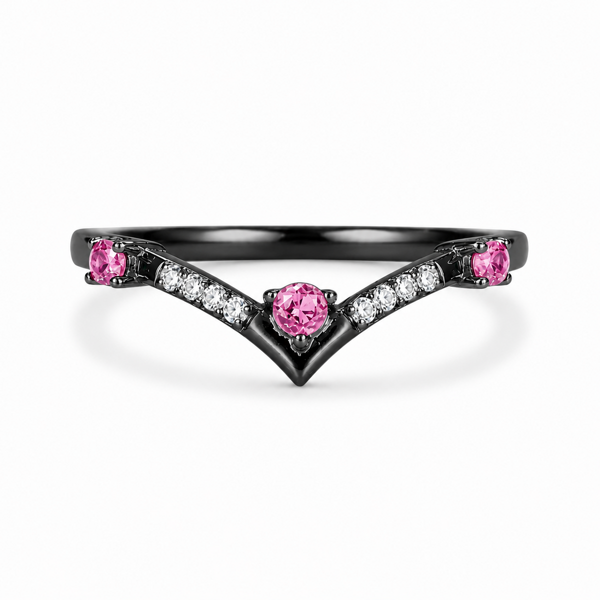 Nesa Pink Sapphire Black Gold Band