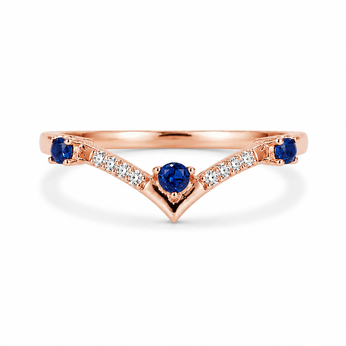 Nesa Curved Wedding Band Sapphire Ring