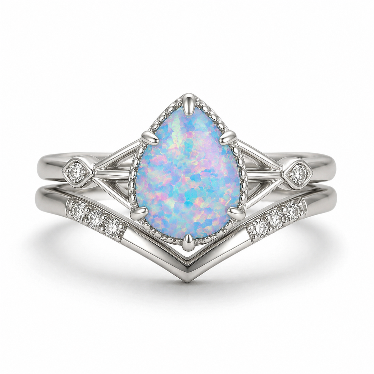 Emily Blue Fire Opal Ring Set