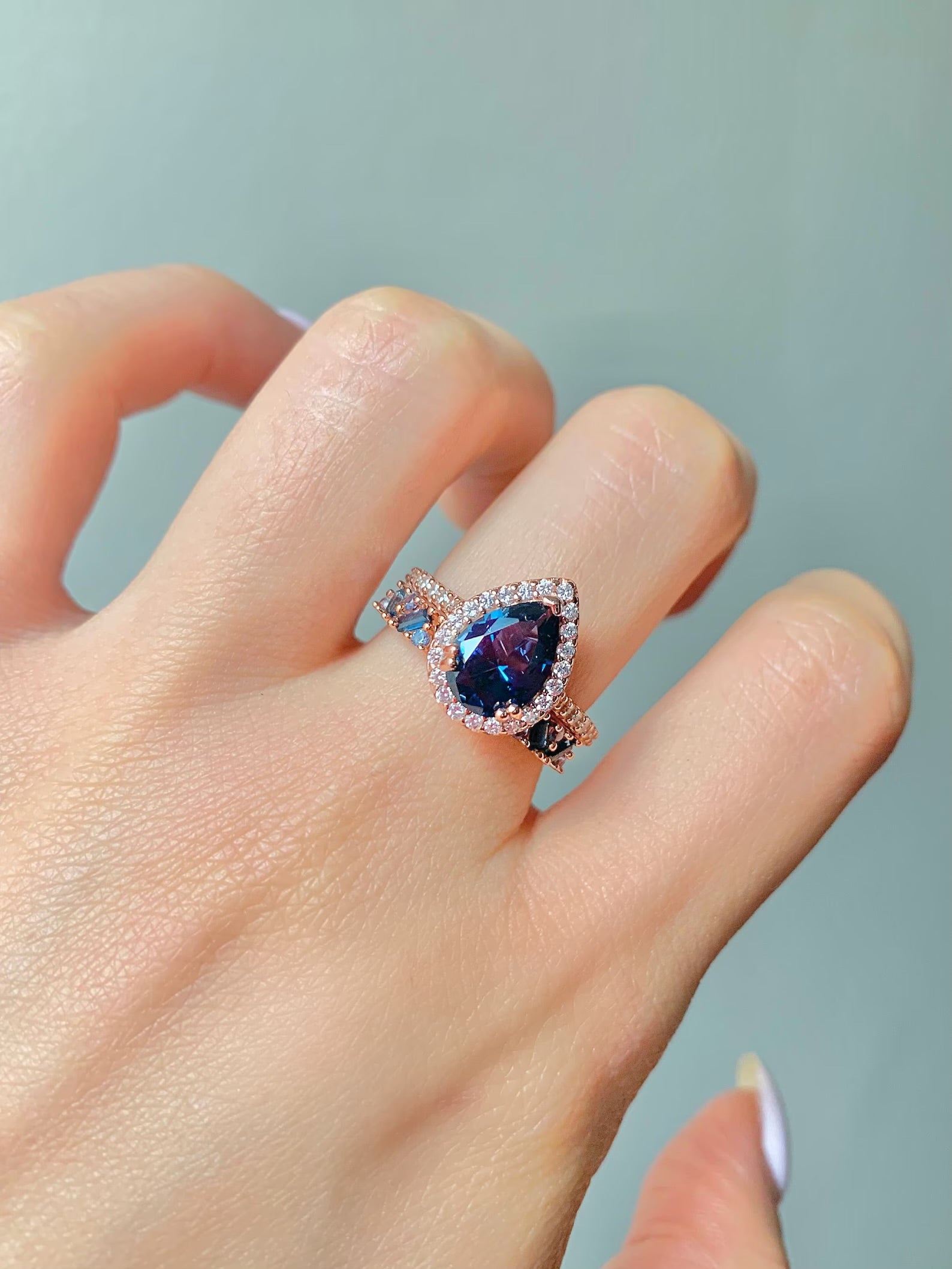 Nia & Jni London Blue Topaz Ring Set