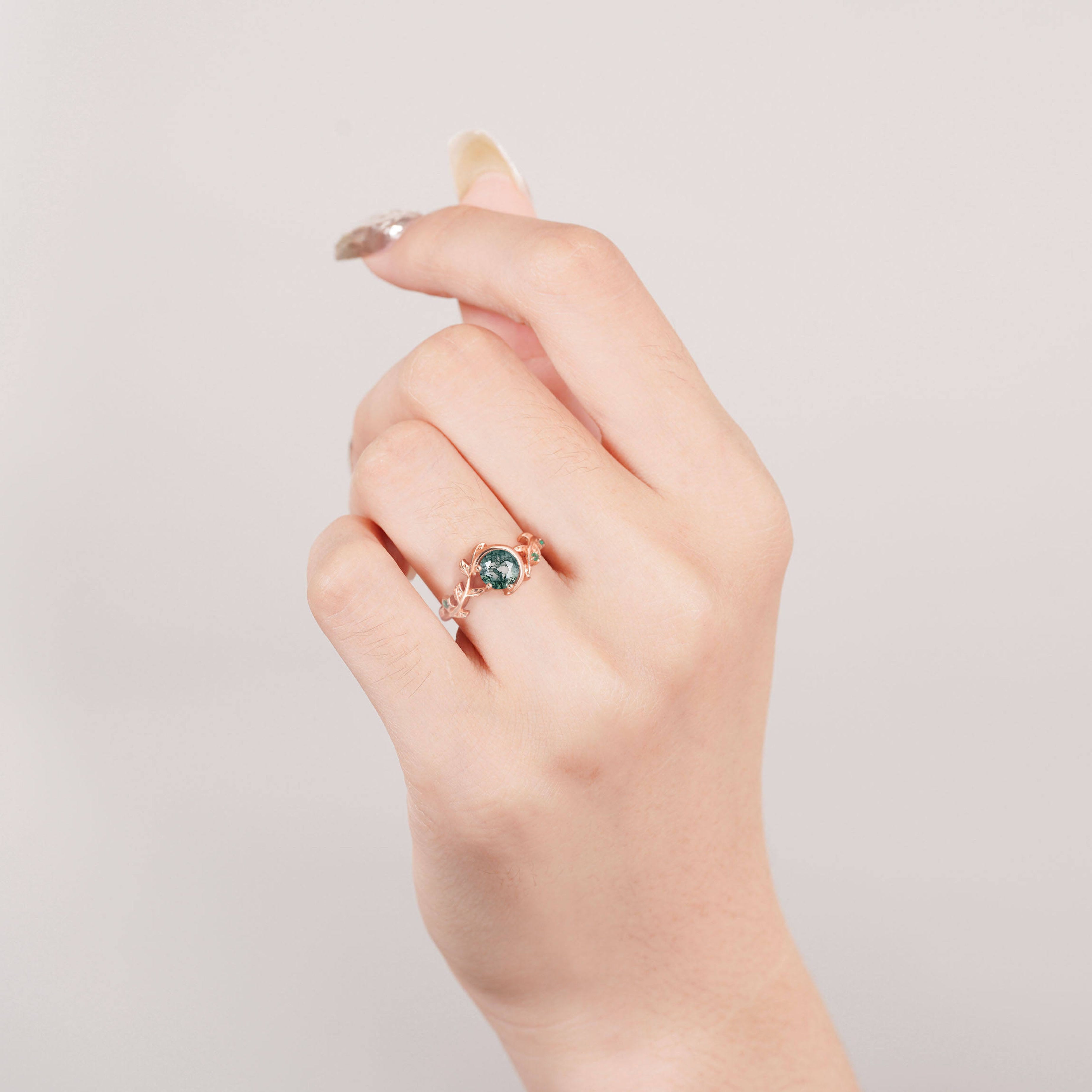 Tanya Moss Agate Quartz Ring Rose Gold
