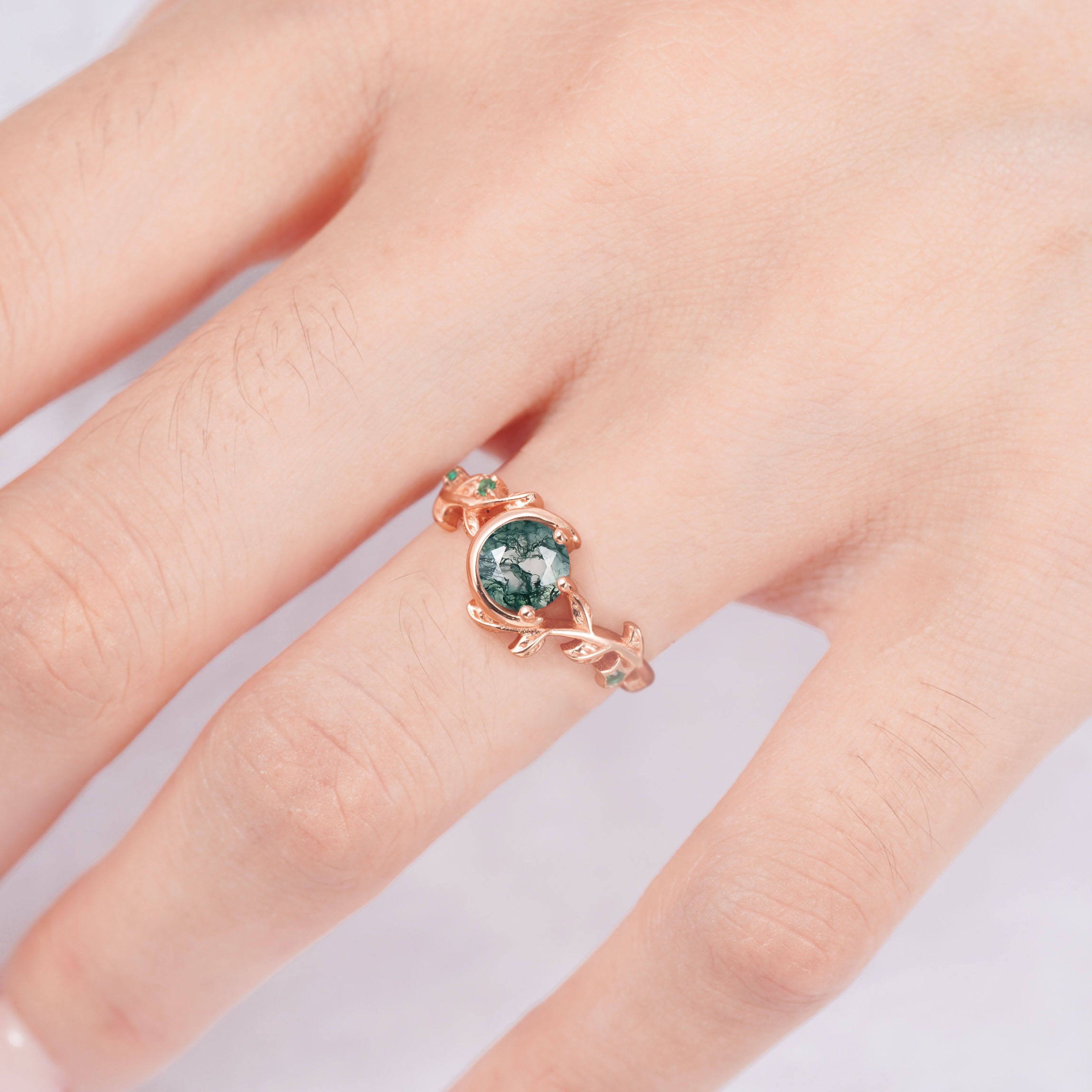 Tanya Moss Agate Quartz Ring Rose Gold