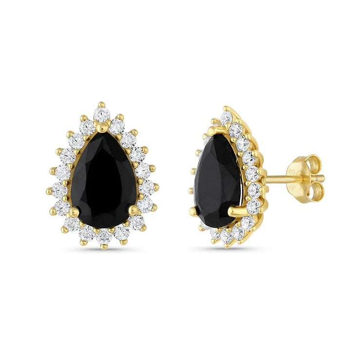 Ina Black Onyx Earrings Gold