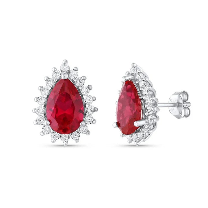 Ina Ruby Earrings Sterling Silver