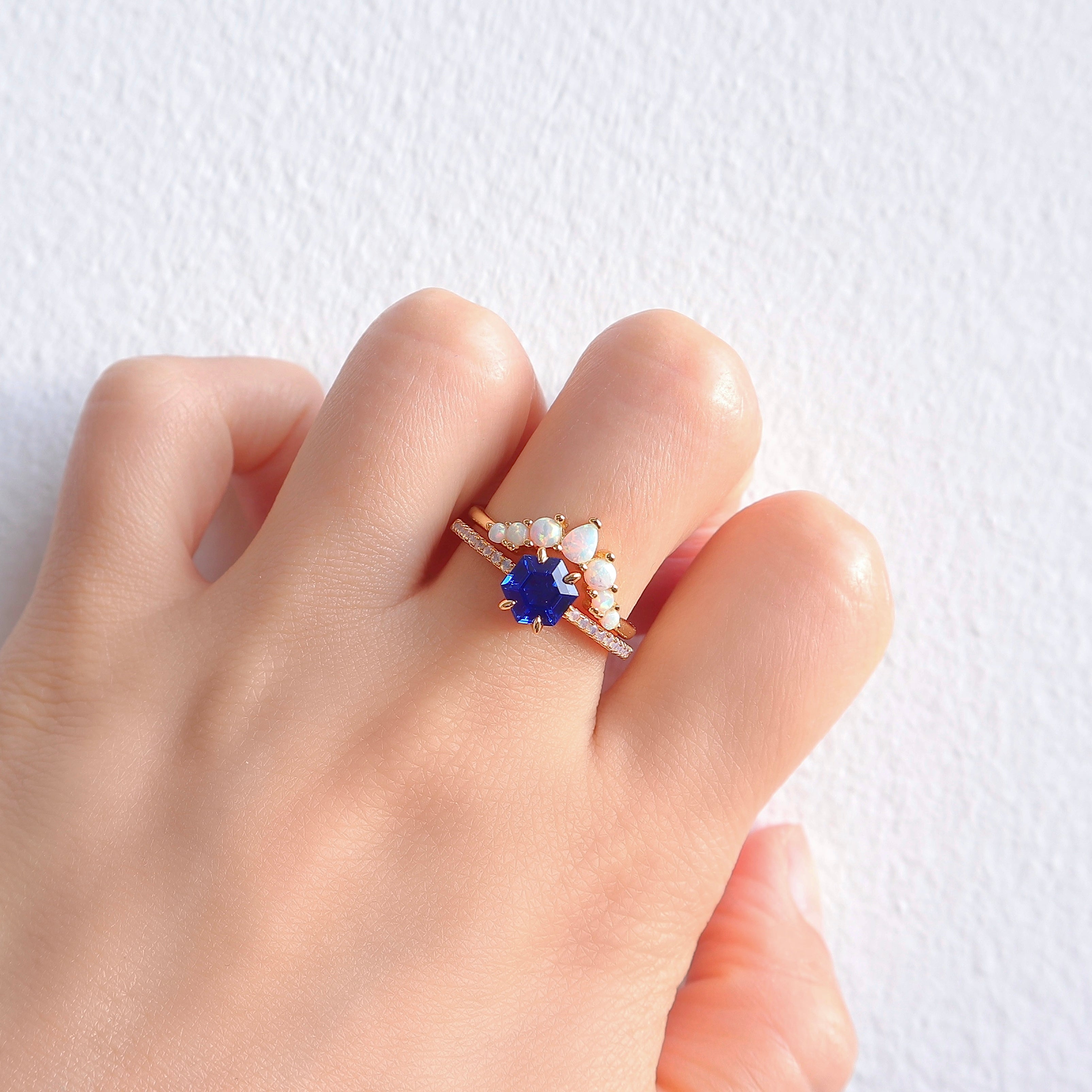 Emma Sapphire & Opal Ring Set