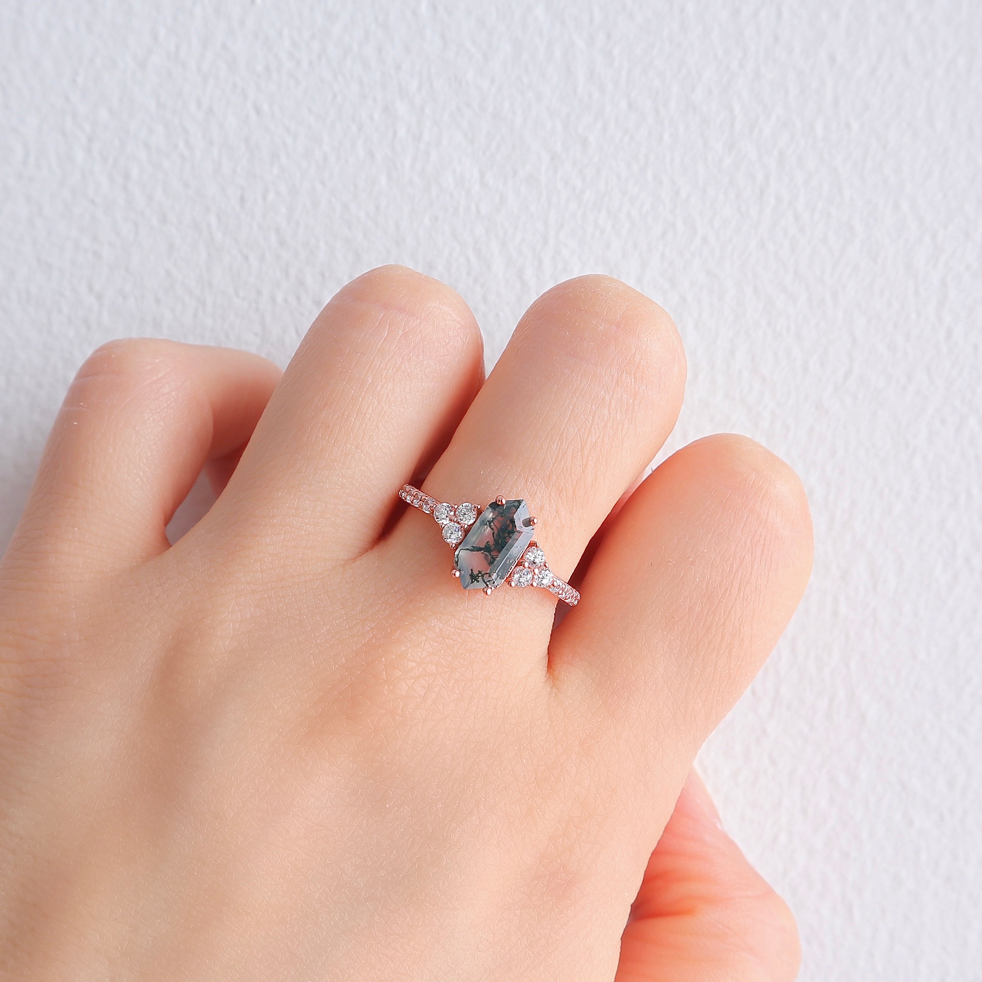 Maui Moss Agate Quartz Ring Sterling Silver