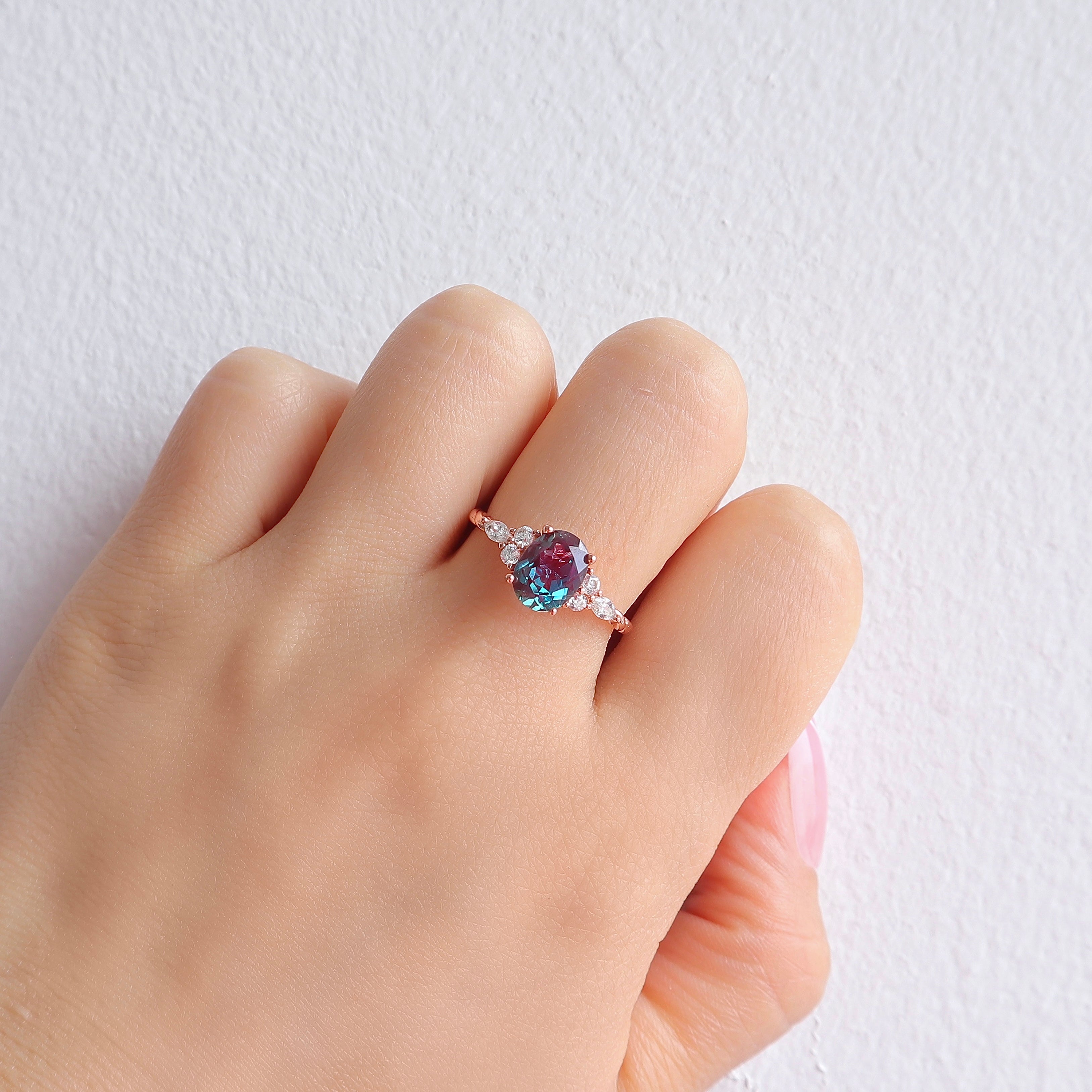 Fig Alexandrite Ring Rose Gold