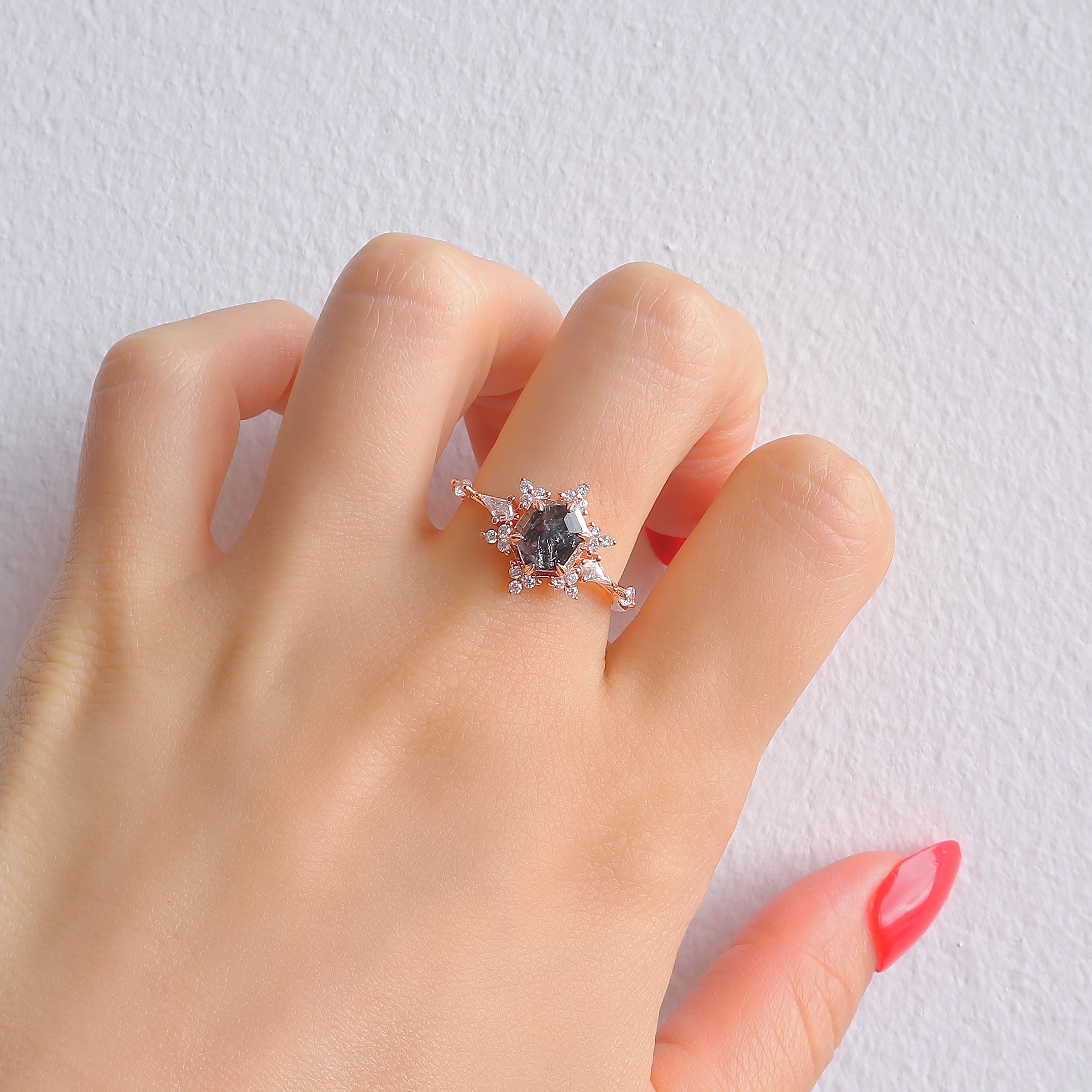 Mandy Galaxy Raw Salt and Pepper Diamond Ring