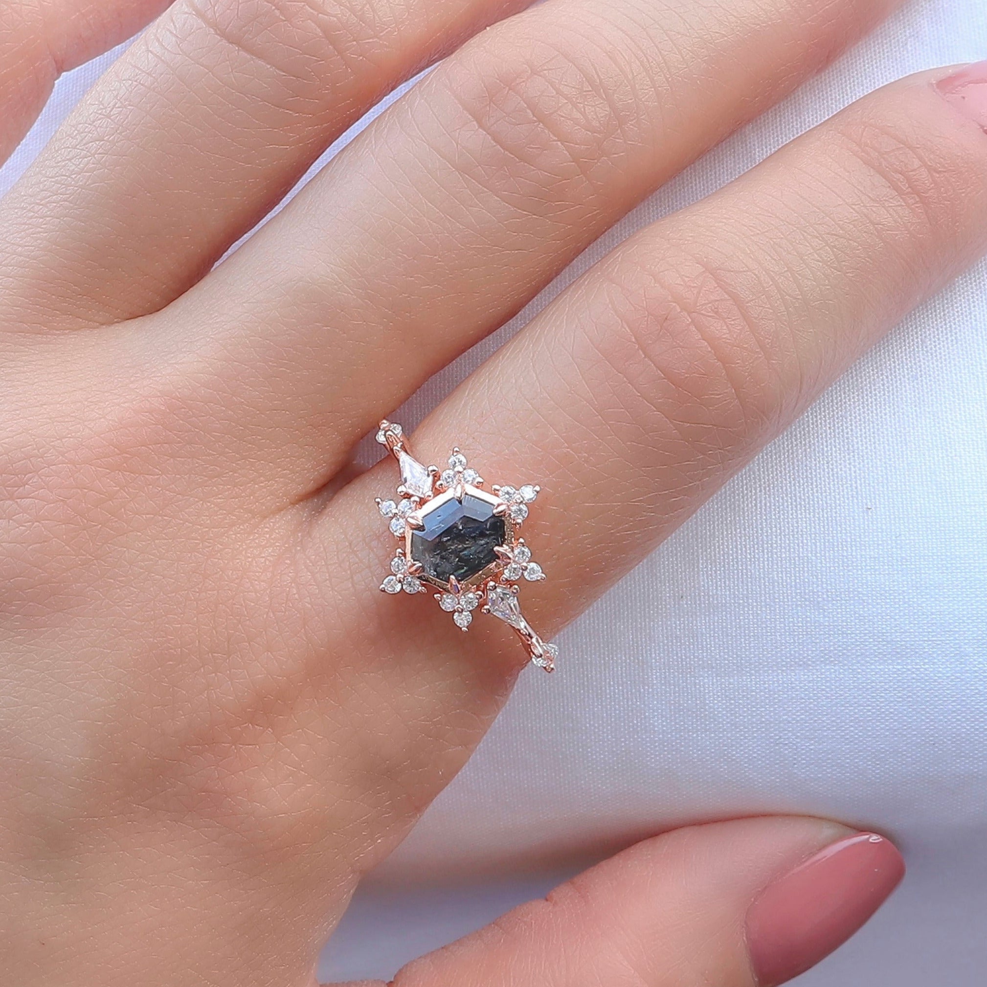 Mandy Galaxy Raw Salt and Pepper Diamond Ring