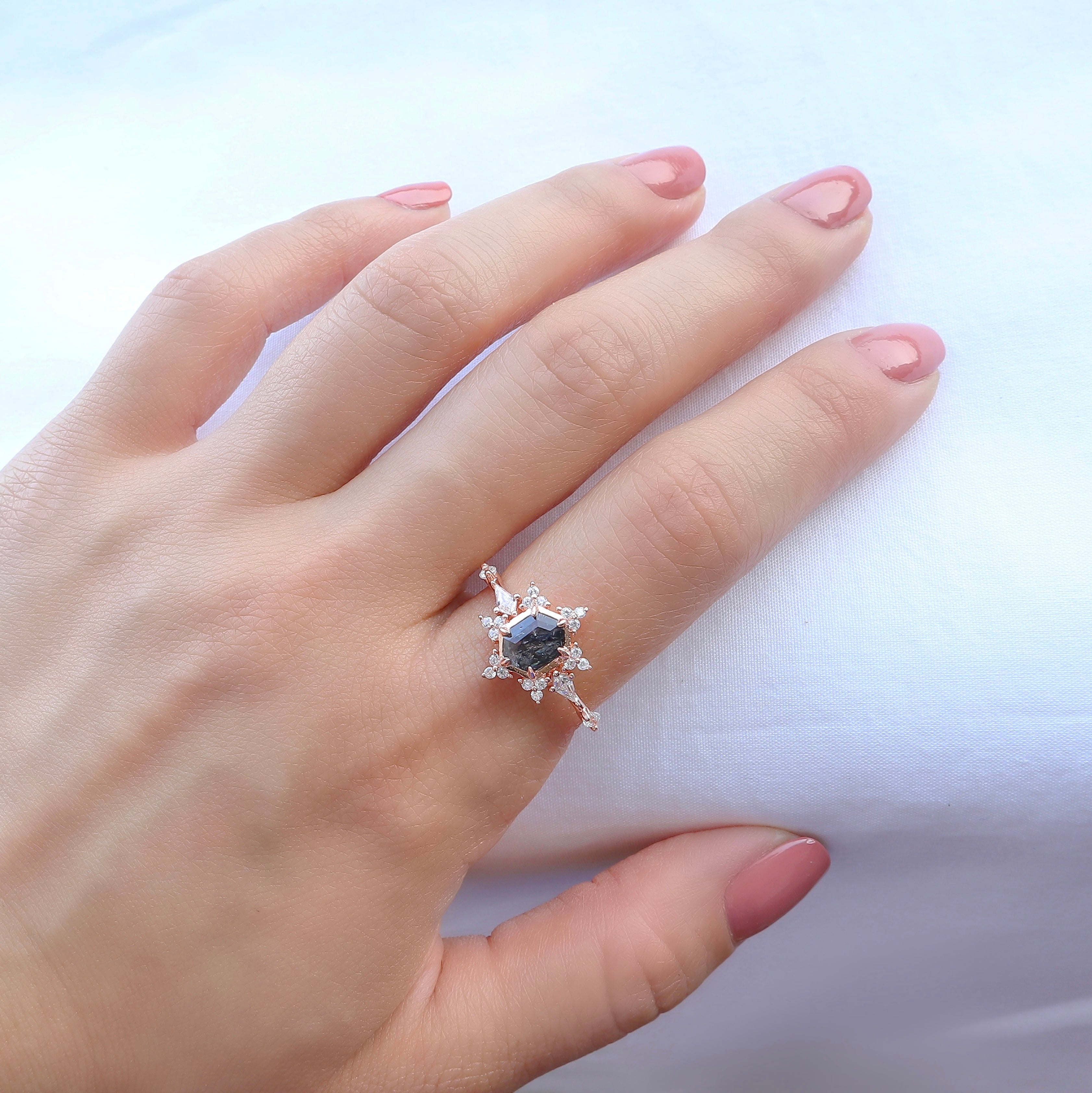 Mandy Galaxy Raw Salt and Pepper Diamond Ring